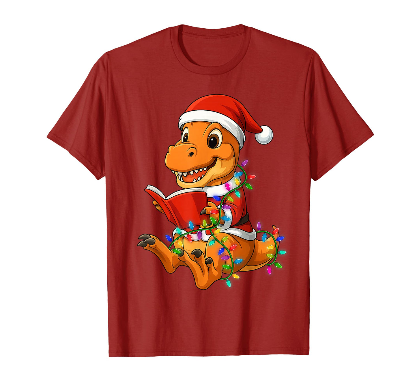 Christmas Dinosaur Kids Books Library Reading Women Teachers T-Shirt
