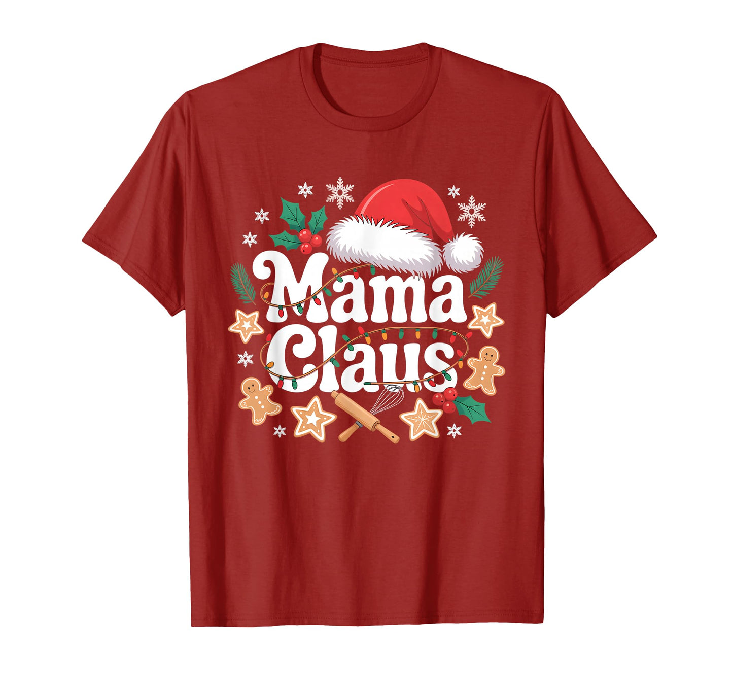 Mama Claus Baking Christmas Gingerbread Santa Hat Women T-Shirt
