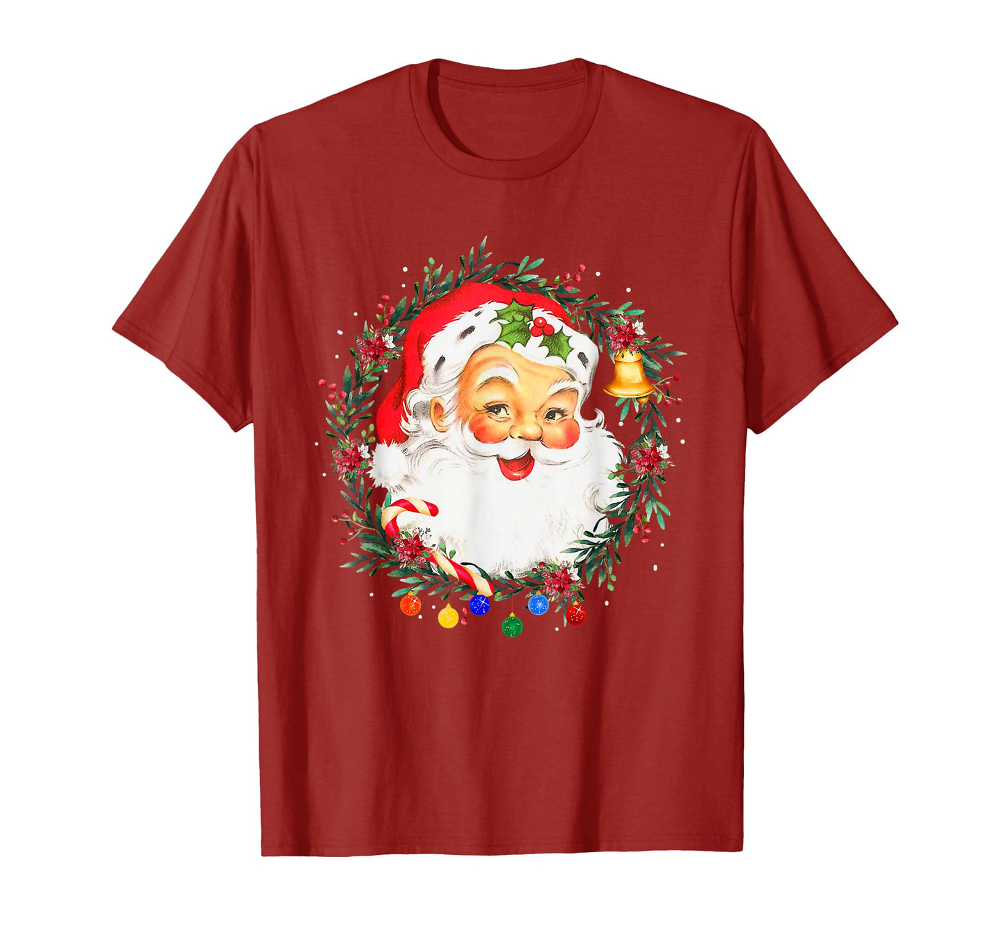 Merry Christmas Santa Claus Pink Afro African American Xmas T-Shirt