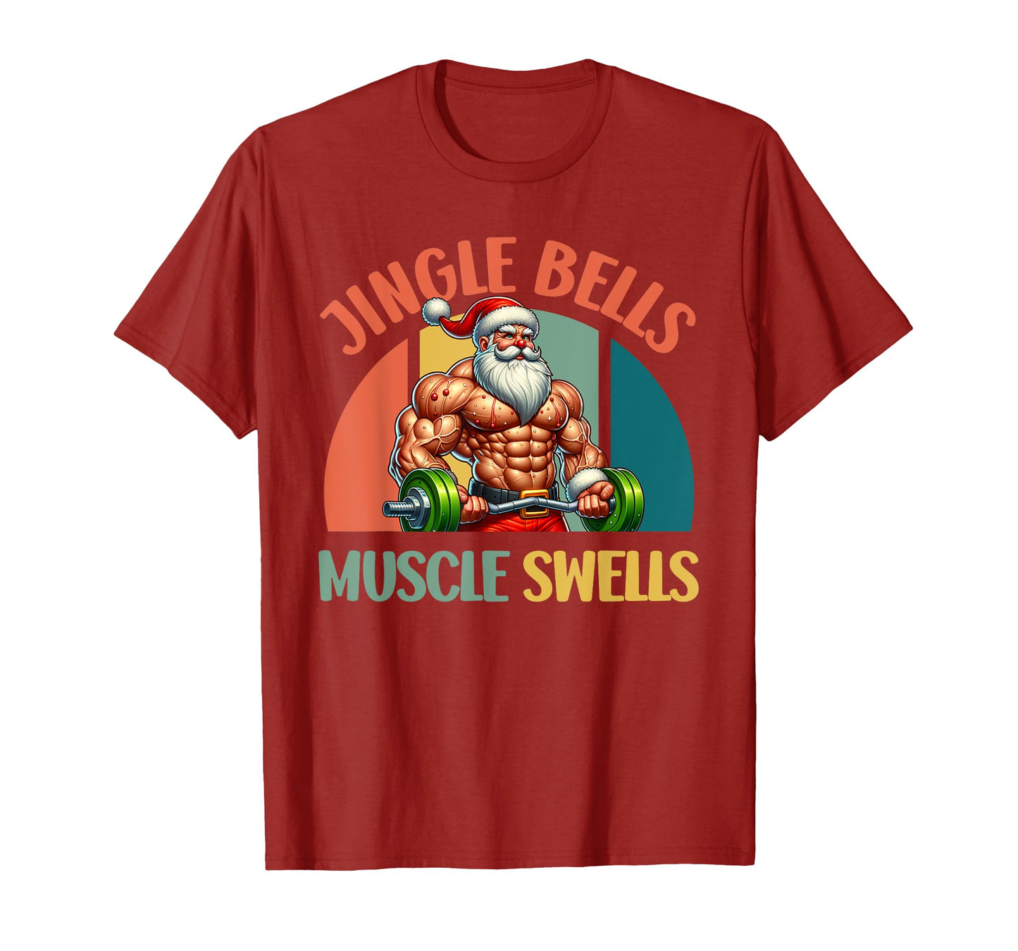 Santa Claus Jingle Bells Muscle SWELLS Funny Gym T-Shirt