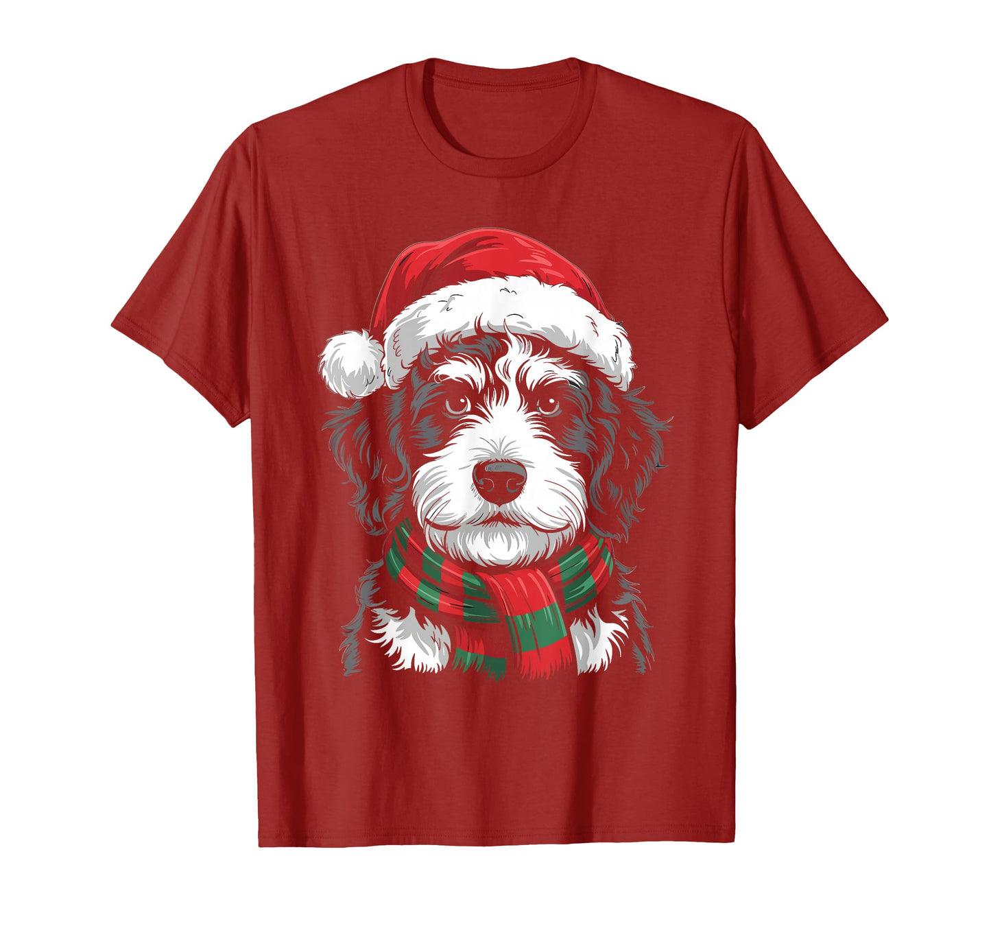 Bernedoodle Dog Xmas Santa Hat Scarf Christmas Costume T-Shirt