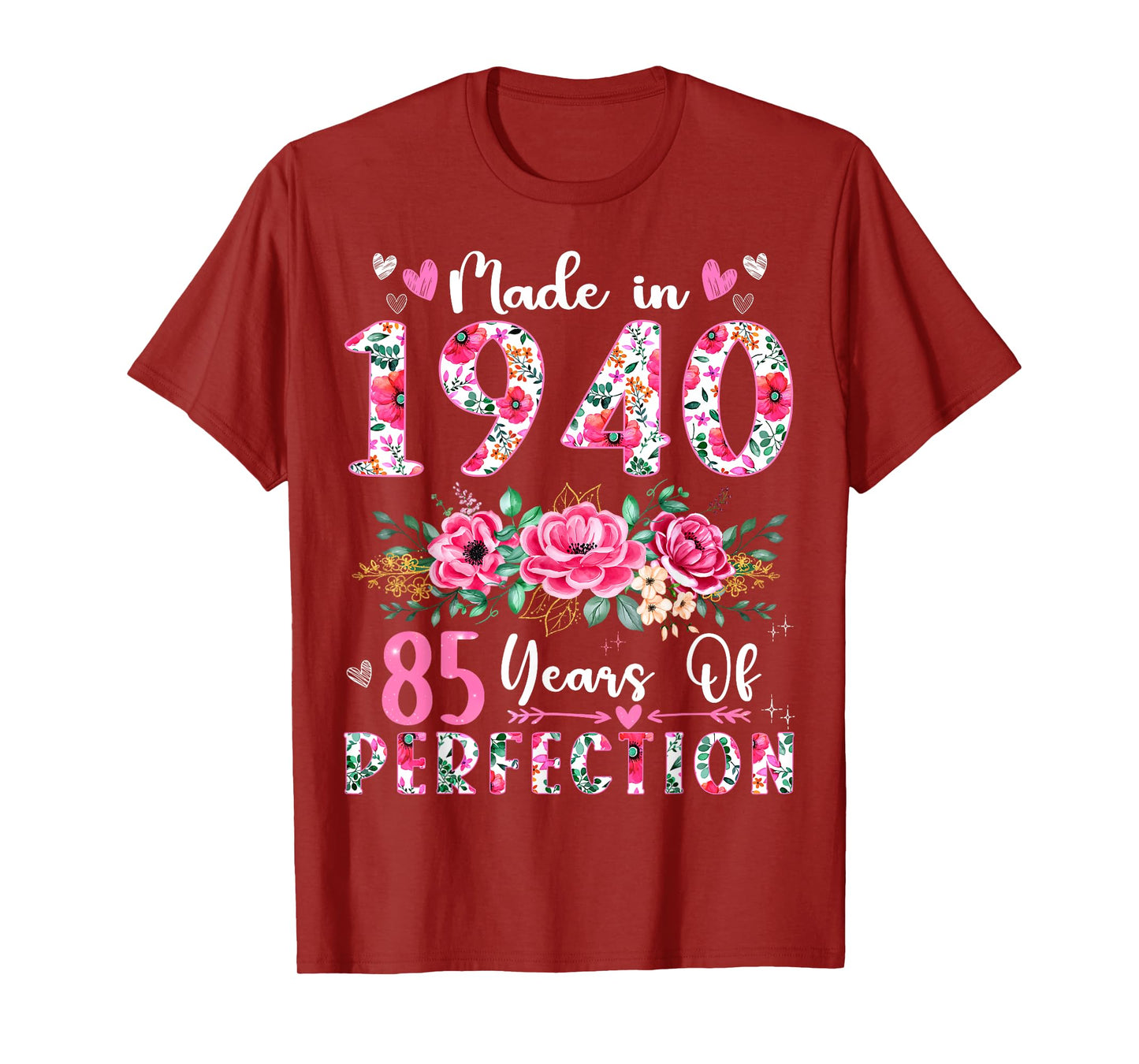85 Year Old Made In 1940 Floral 85th Birthday Women T-Shirt