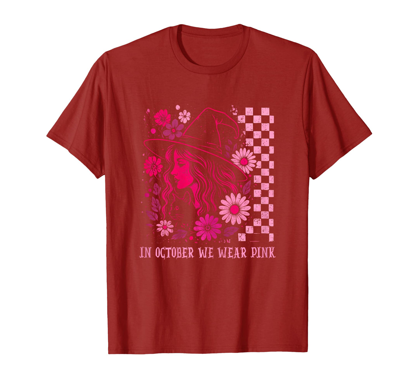 in October We Wear Pink, Breast Cancer Awareness Witch T-Shirt