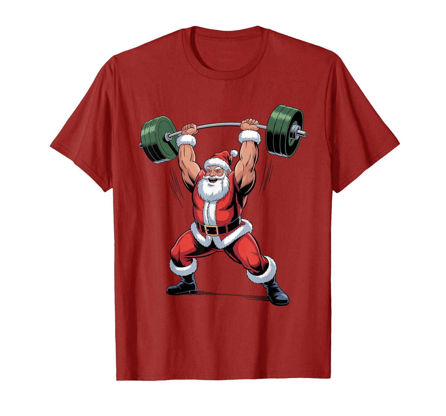 Santa Weightlifting Fitness Gym Training Christmas Xmas T-Shirt