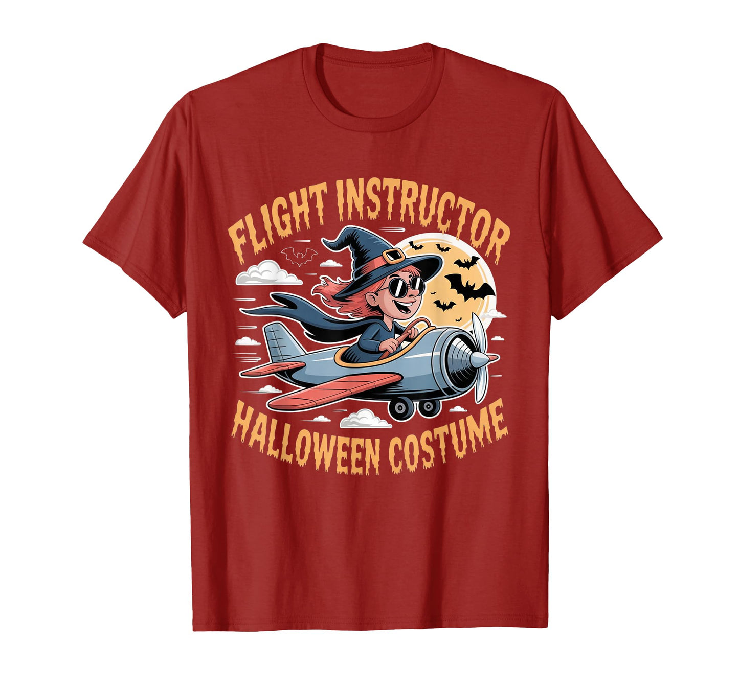 Flight Instructor Witch Funny Aviation Halloween T-Shirt