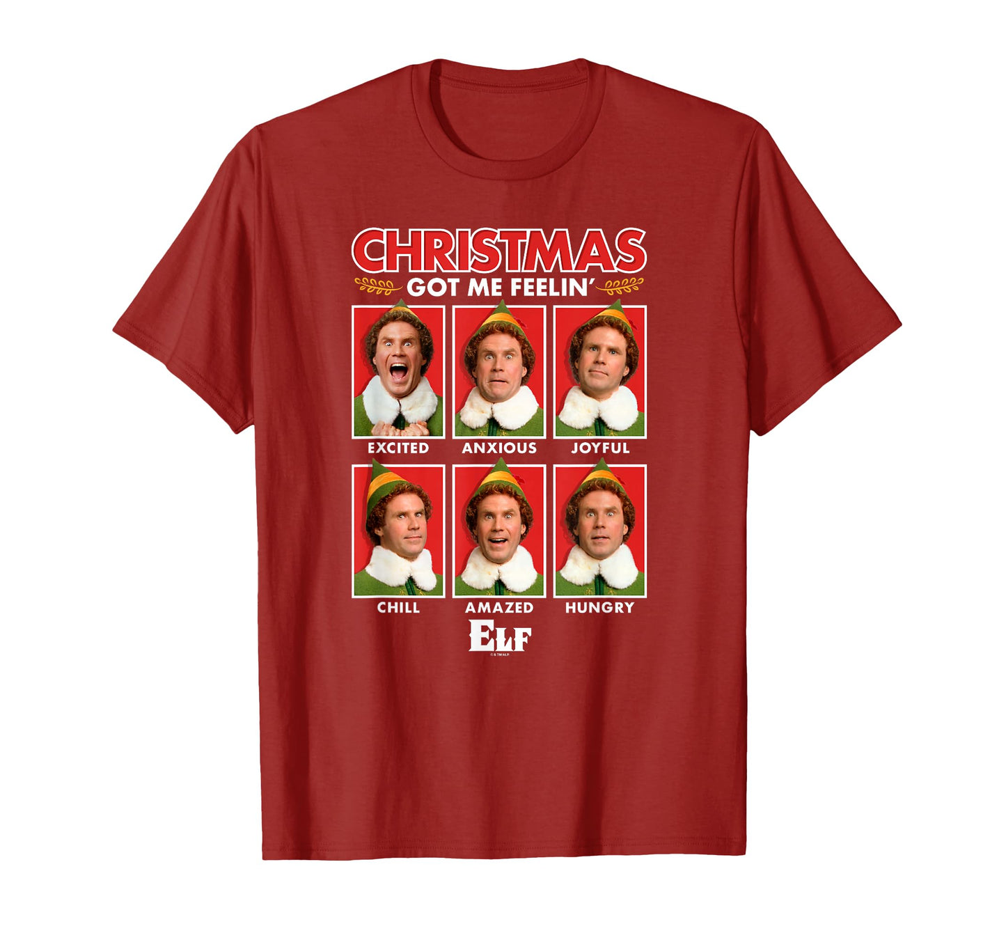 Elf Christmas Got Me Feelin' Buddy's Funny Emotions Chart T-Shirt