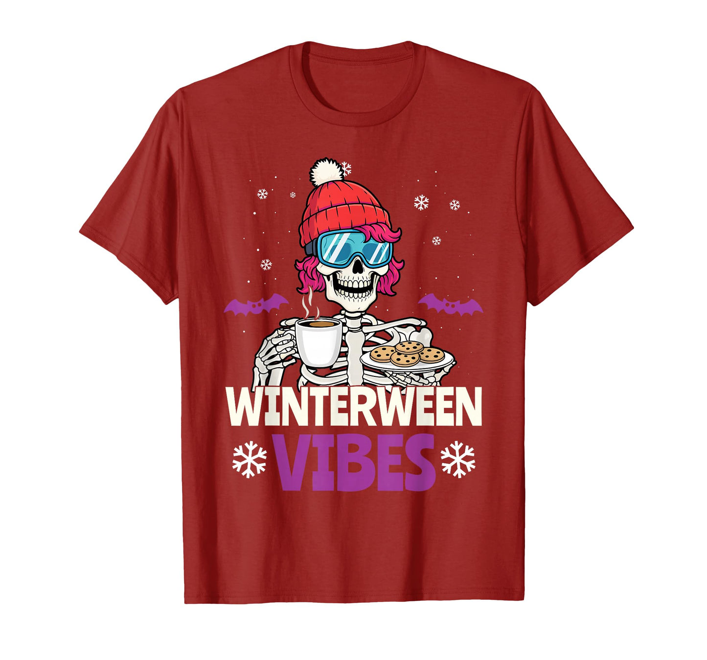 Winterween Vibes Winter Halloween Christmas Funny Skeleton T-Shirt