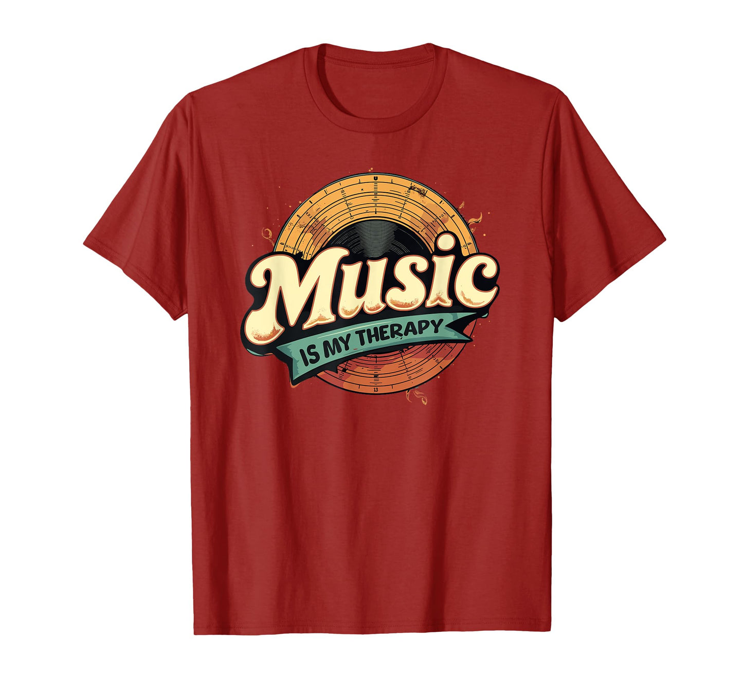 Music Is My Therapy Retro Music Lover T-Shirt