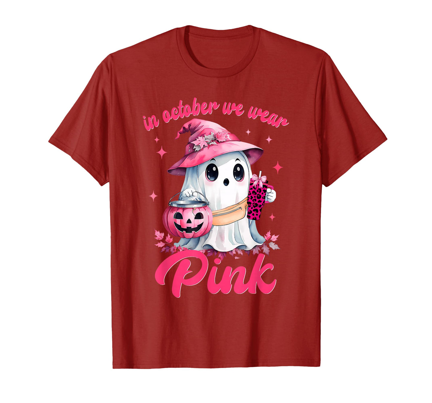 Breast Cancer Women Halloween Girls in October We Wear Pink T-Shirt