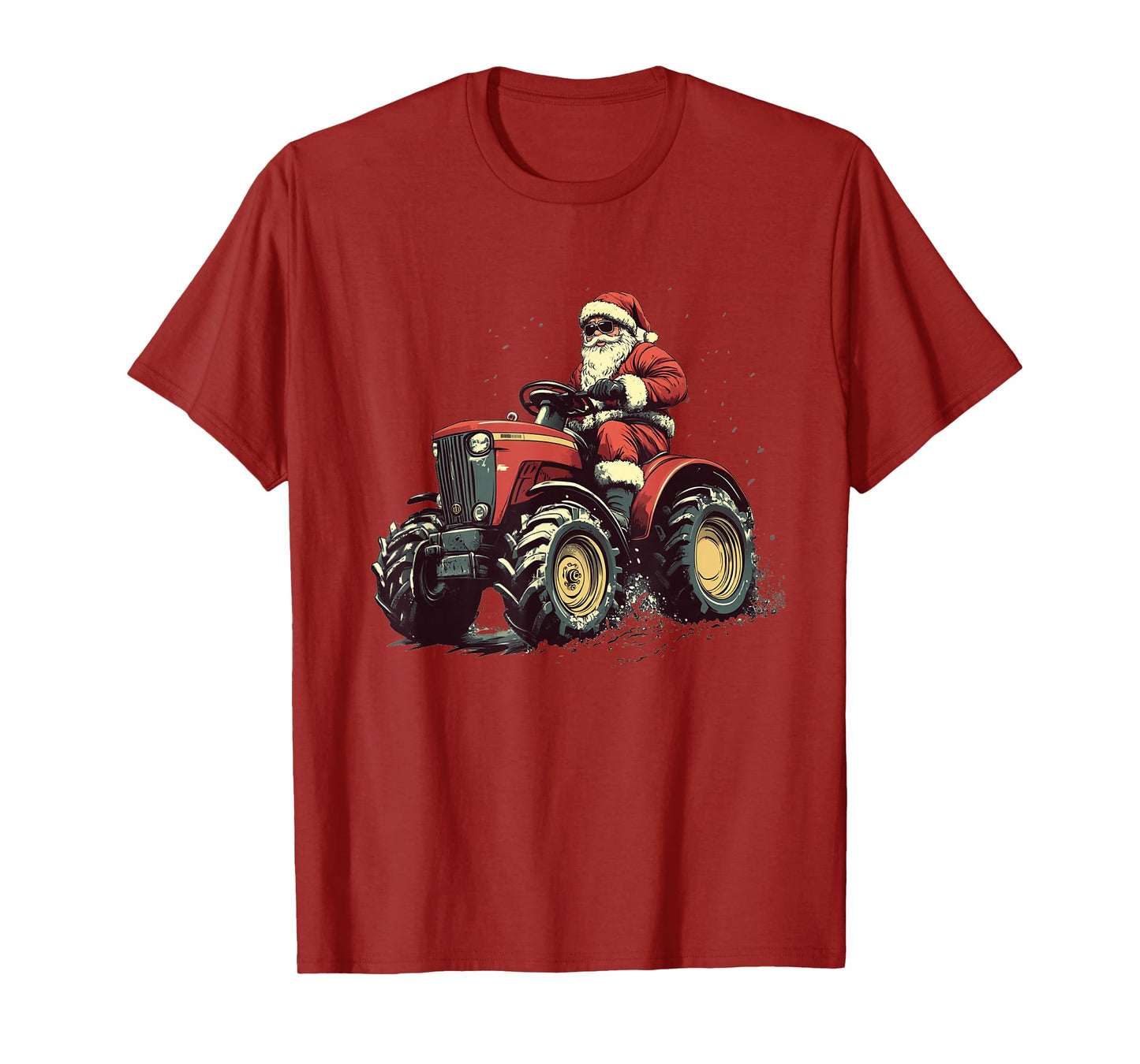 Great Santa Claus Rides a Tractor for Christmas Fun T-Shirt