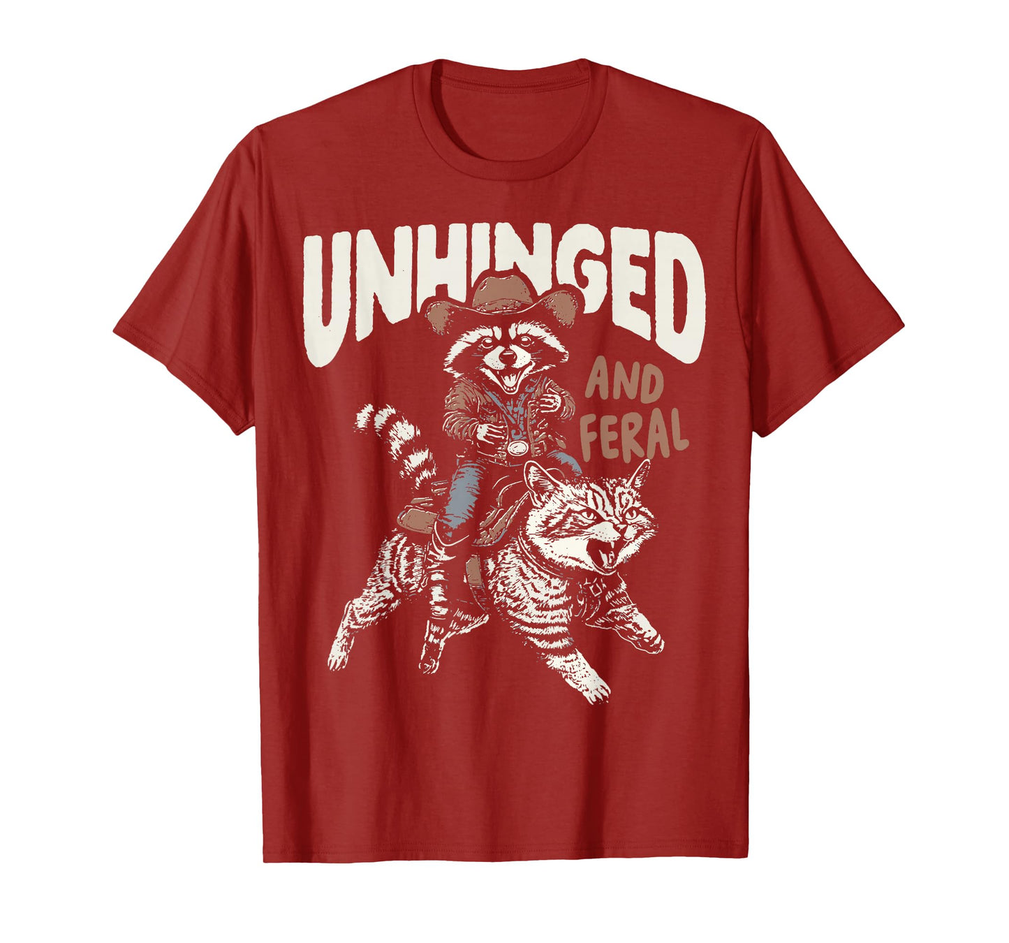 Funny Unhinged And Feral Raccoon Cowboy Western Vintage T-Shirt