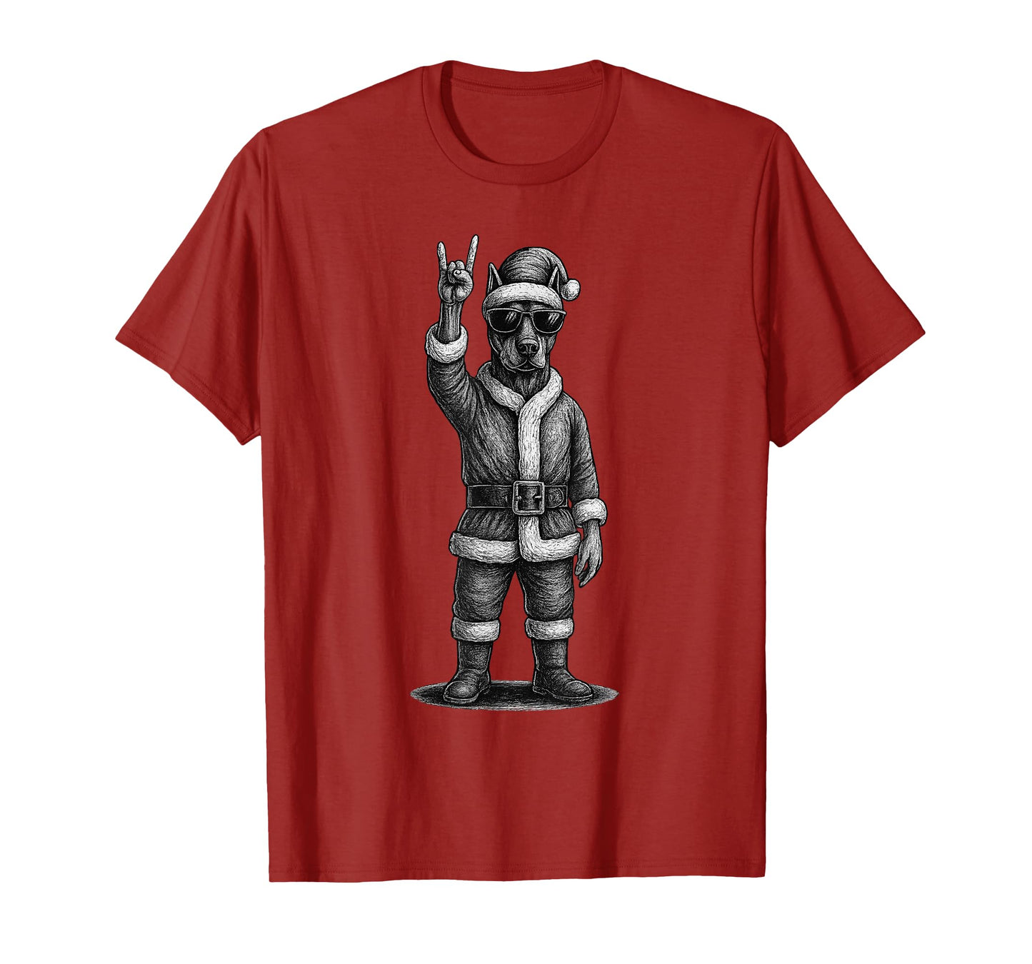 Doberman Pinscher Rock Music Christmas Dog Lover T-Shirt