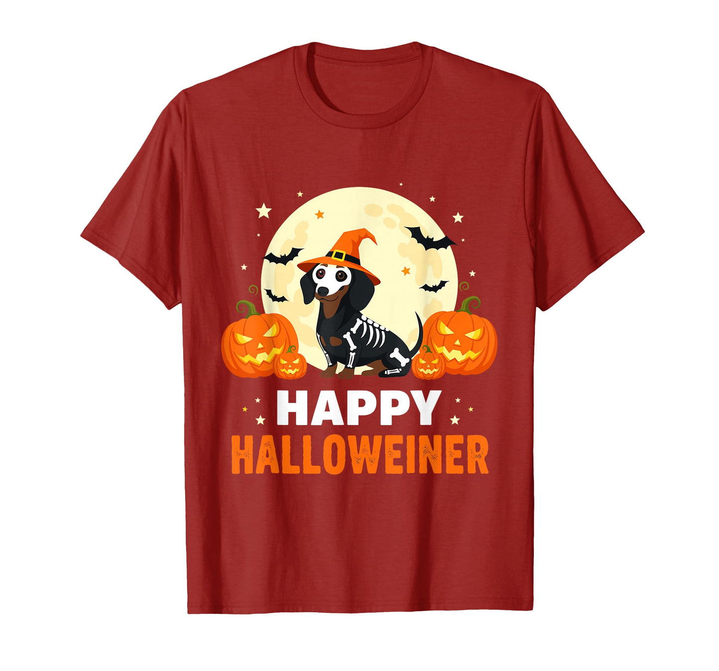 Happy Halloweiner Funny Halloween Dachshund Witch Skeleton T-Shirt