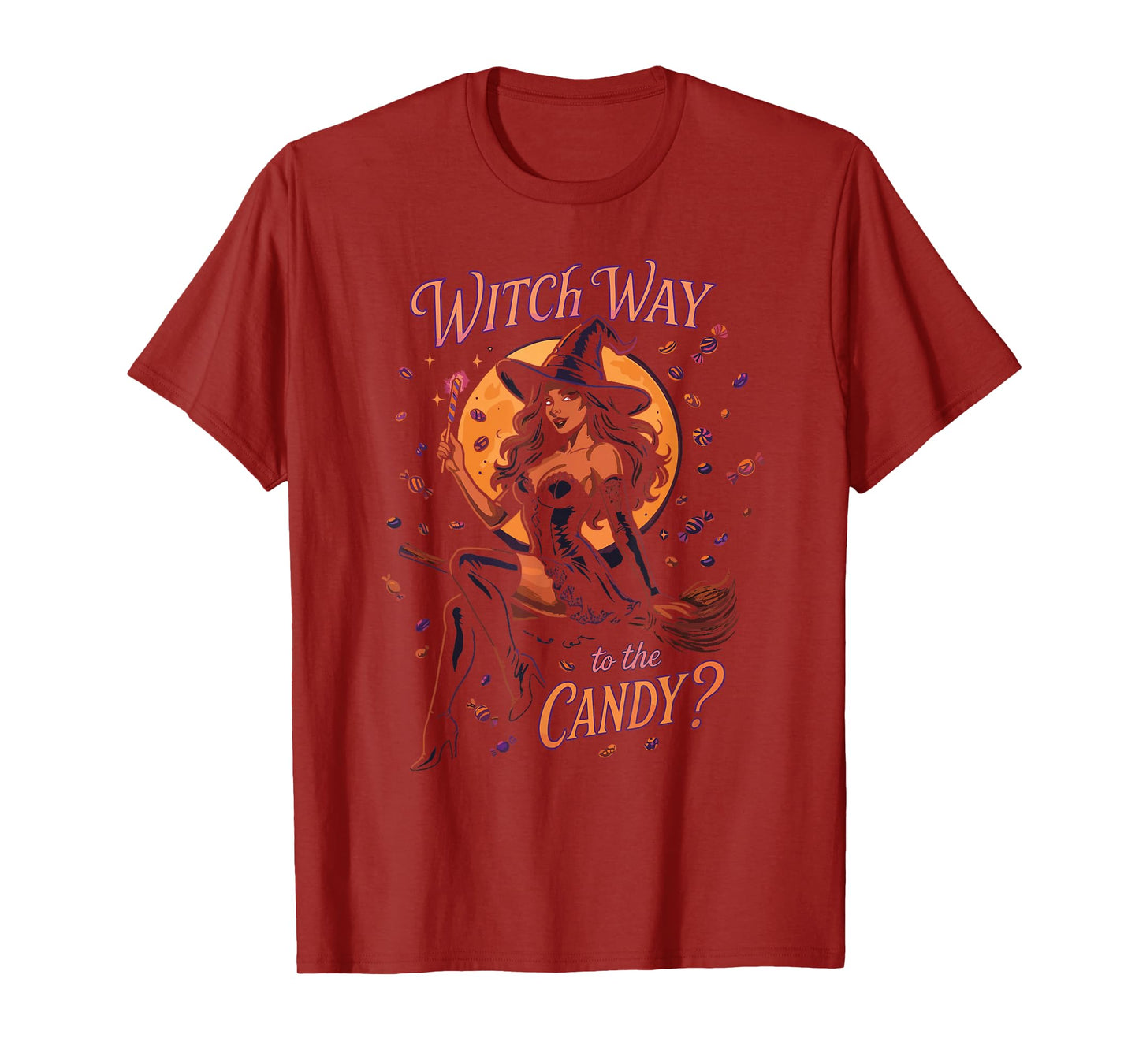 Witch Way to The Candy Adult Halloween Witch for Women T-Shirt