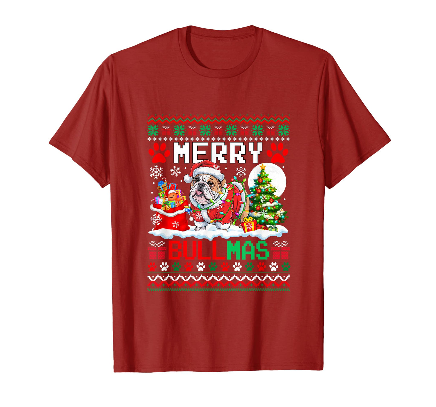 Merry Bullmas Christmas Sweater Santa Bulldog Funny Owner T-Shirt