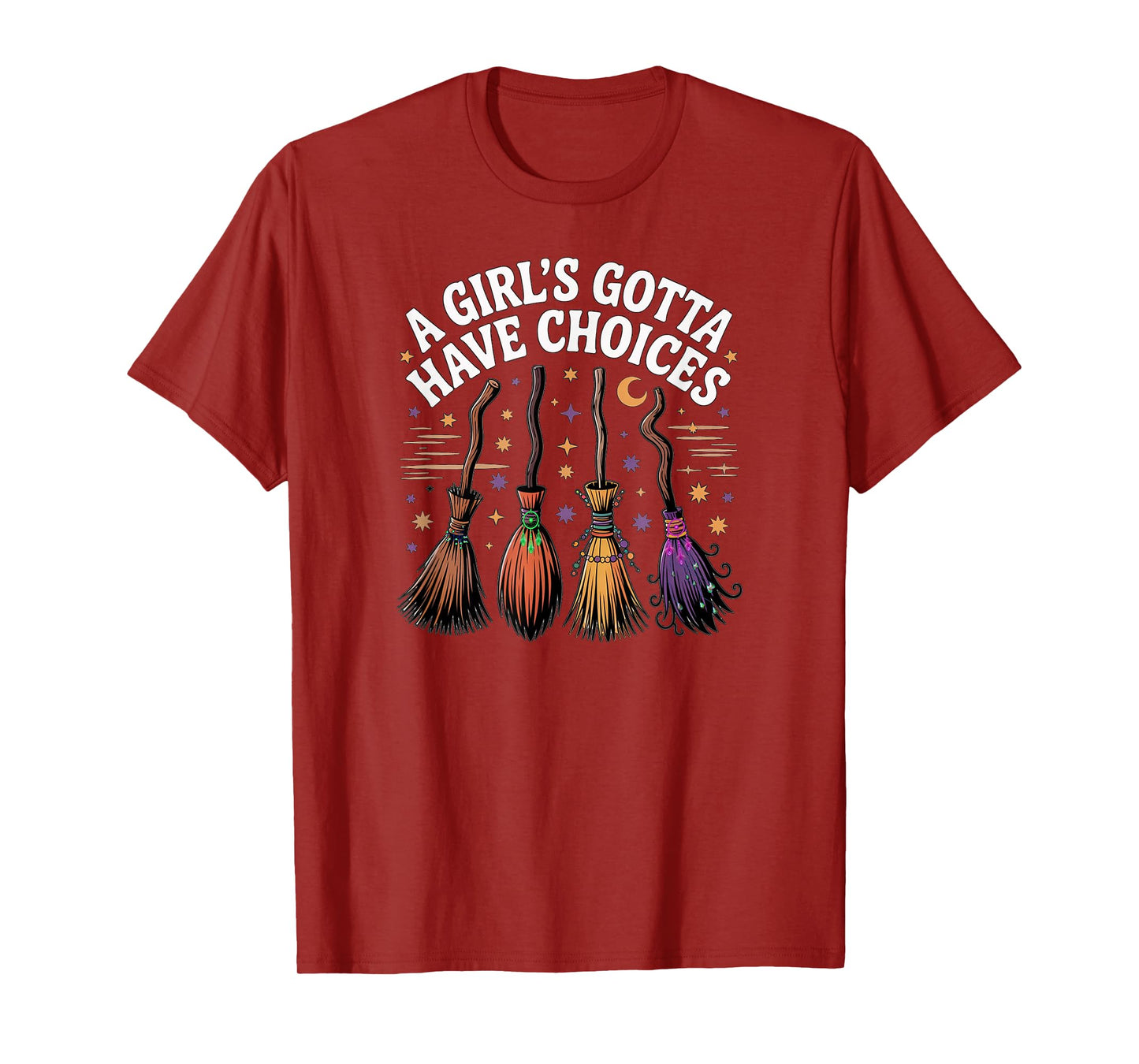 Witch Flying Brooms Cute Girls, and Womens Halloween T-Shirt