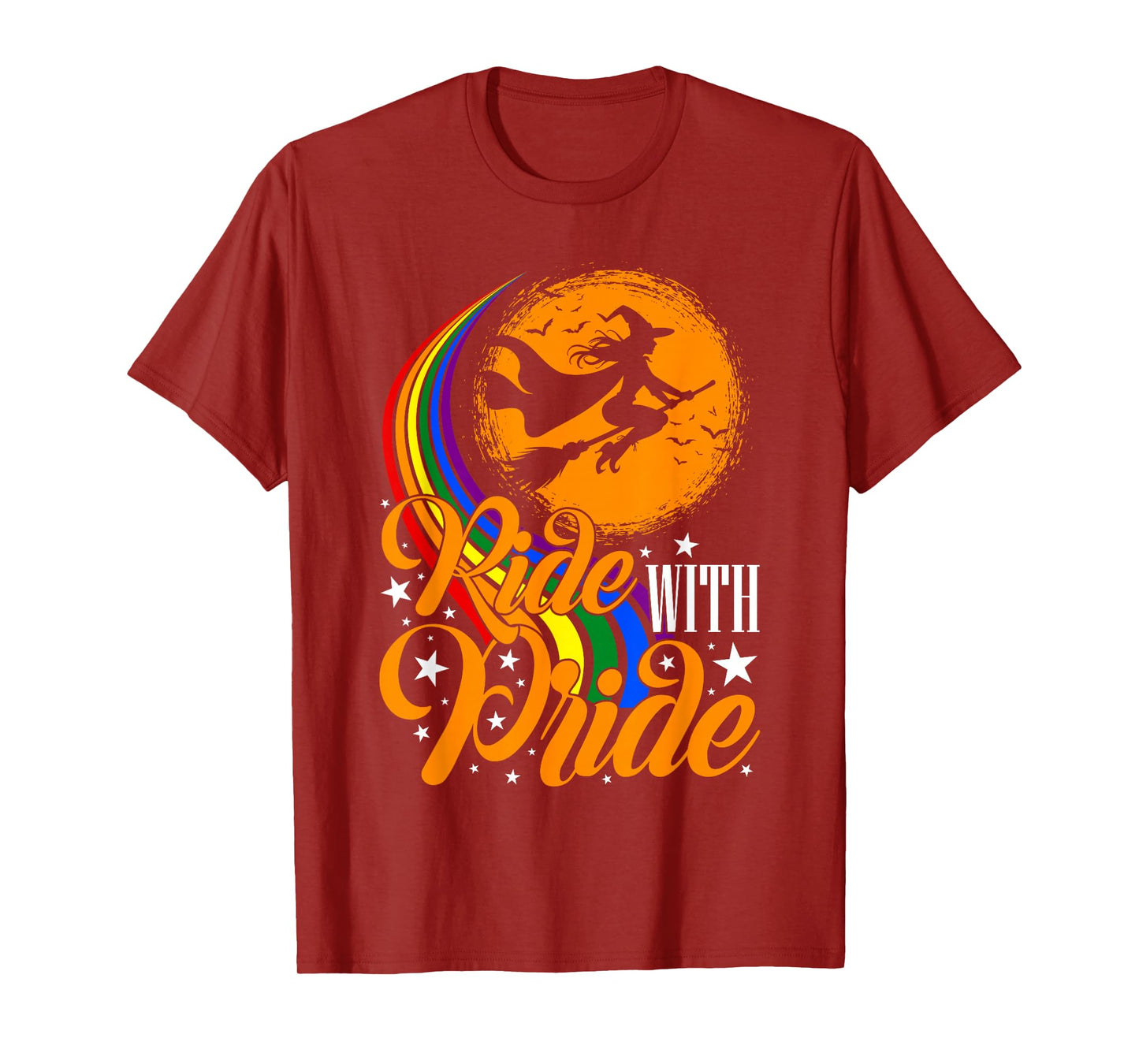 Ride with Pride LGBTQ Gay Lesbian Witch Halloween Costume T-Shirt