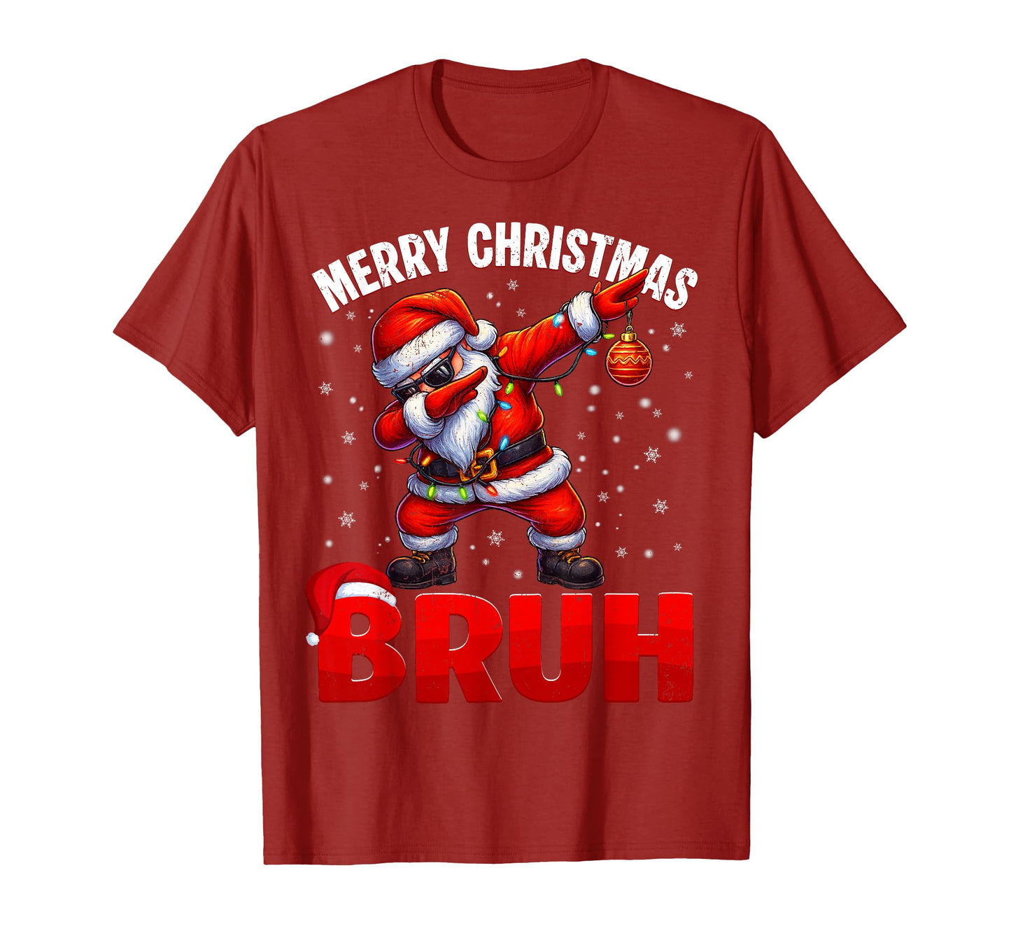 Bruh Merry Christmas Xmas Dabbing Santa Mens Boys Kids T-Shirt