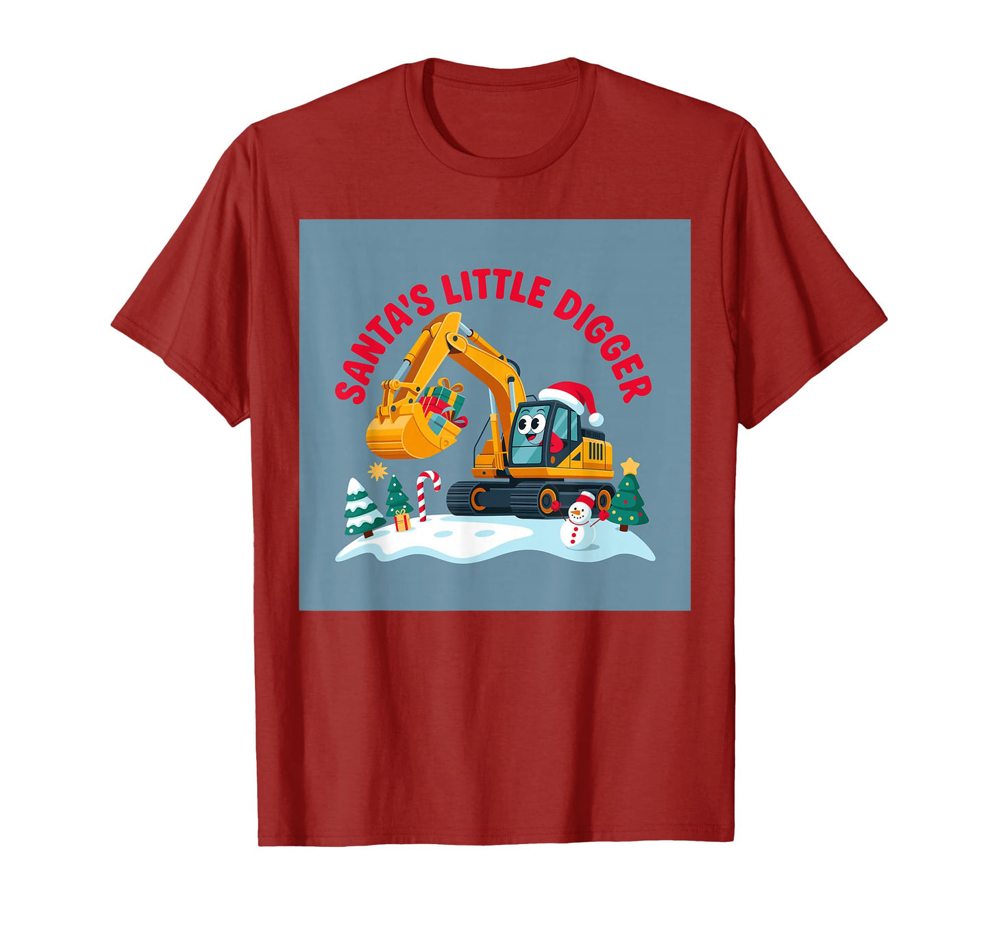 Christmas Excavator Santa Digger Snow Cute Holiday Design T-Shirt
