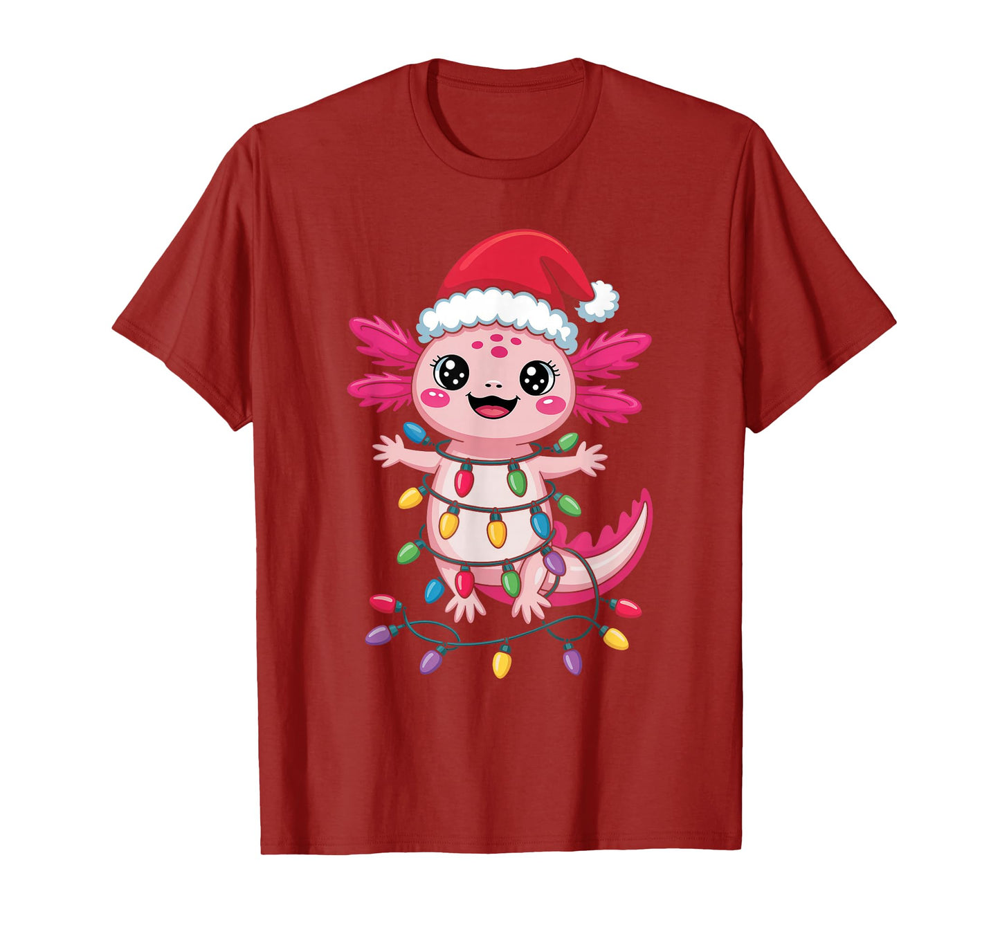 Santa Hat Axolotl Matching Family Cute Christmas Axolotl T-Shirt