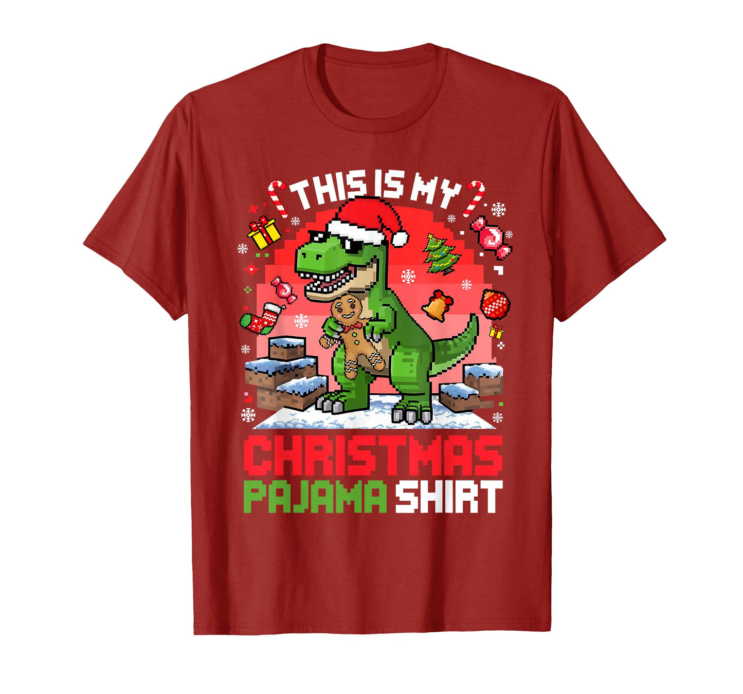 This is My Christmas Pajama Shirt Holiday T-rex Dinosaur T-Shirt