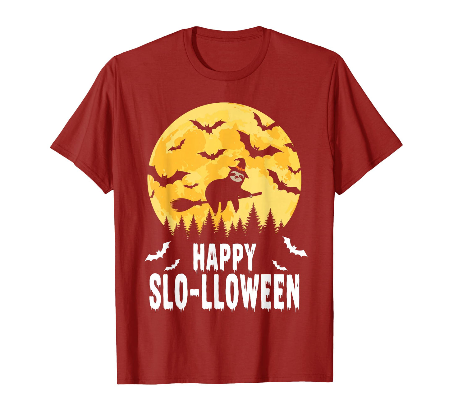Happy Slo-lloween Funny Halloween Sloth Flying Witch T-Shirt