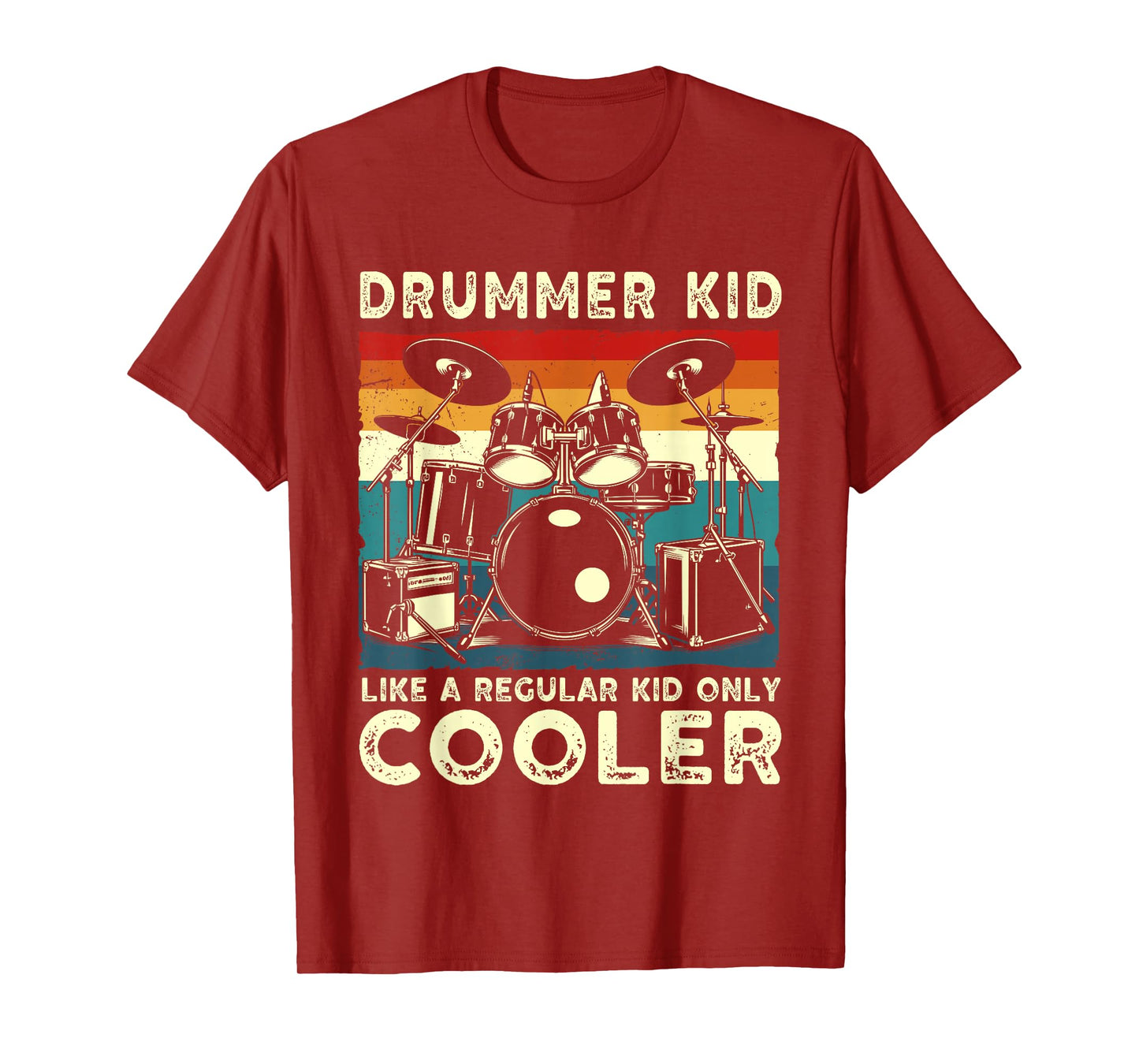 Drummer kid drum set drummer drumming art for Boys Girls Kid T-Shirt