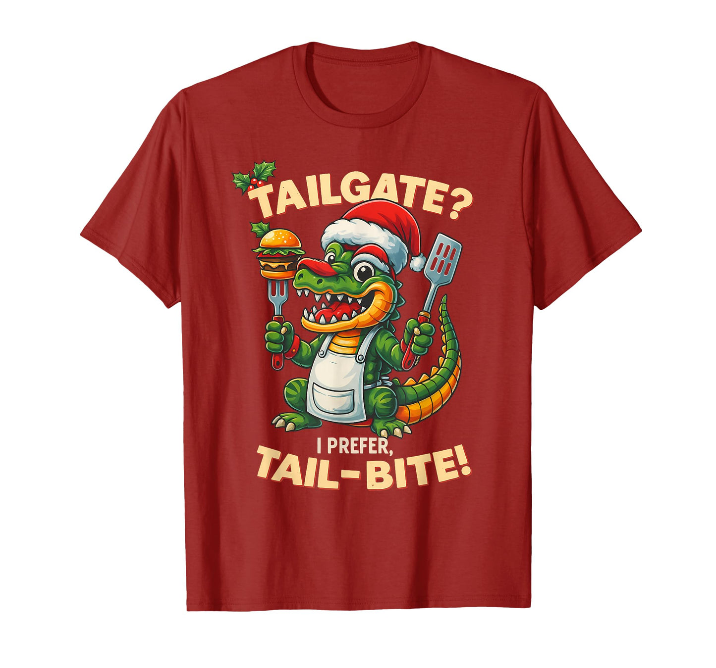 Funny Alligator Tailgate Christmas Tail-Bite BBQ Humor T-Shirt