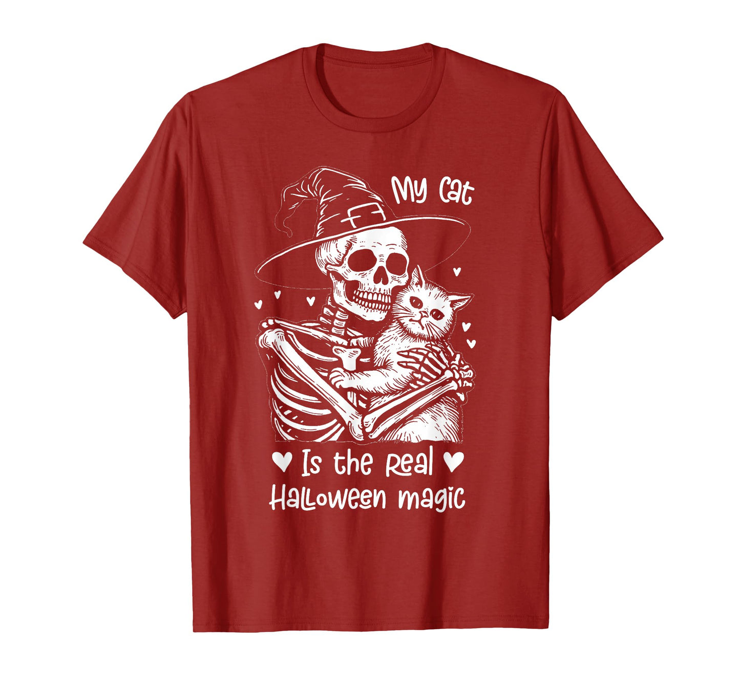 My cat is The Real Halloween Magic Funny Skeleton Witch Hat T-Shirt