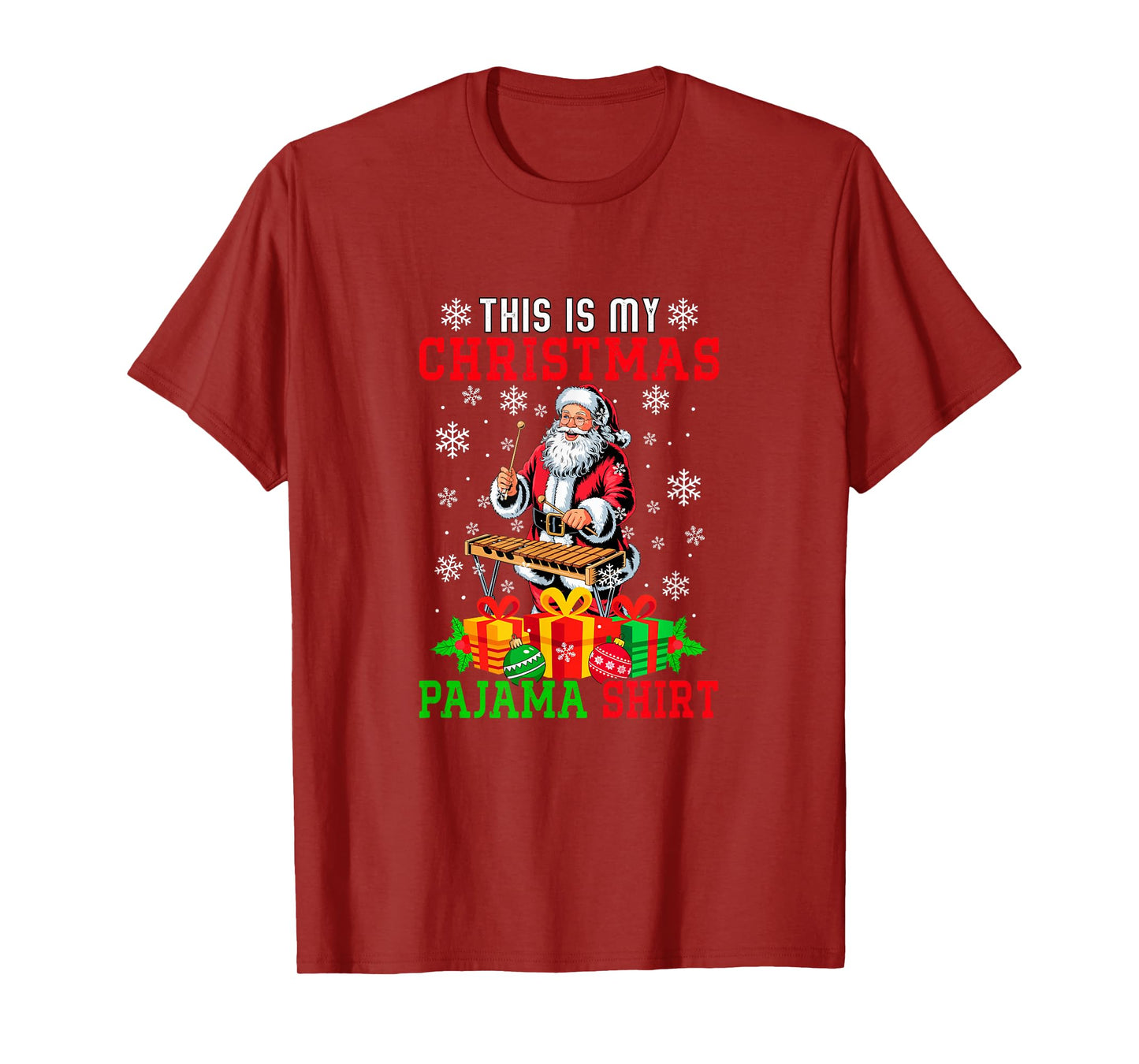 My Christmas Pajama Shirt Santa Playing Xylophone Instrument T-Shirt