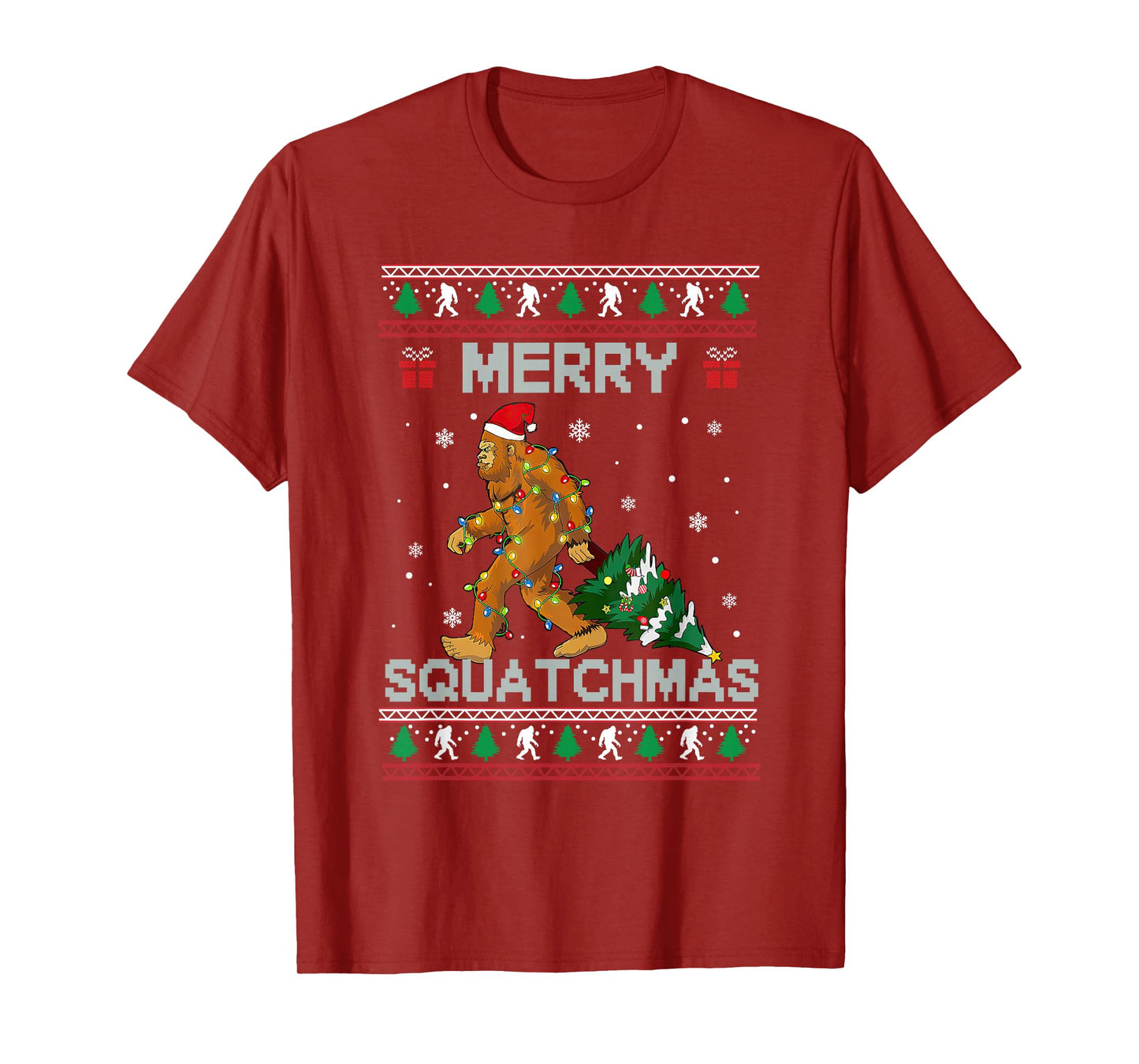 Merry Squatchmas Santa Claus Funny Sasquatch Ugly Christmas T-Shirt