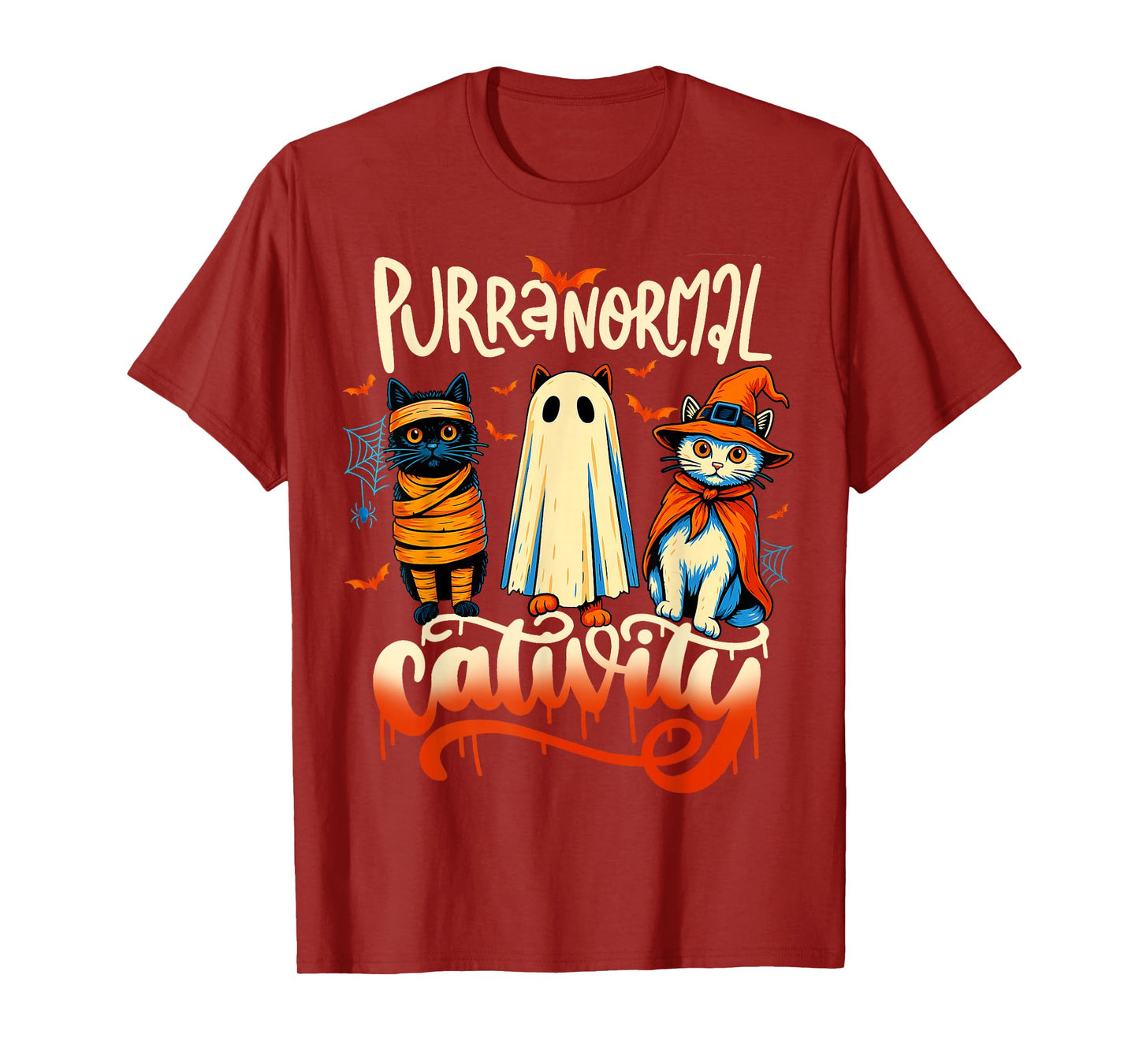 Halloween Cat Ghost Witch Zombie Purranormal Cativity Kids T-Shirt