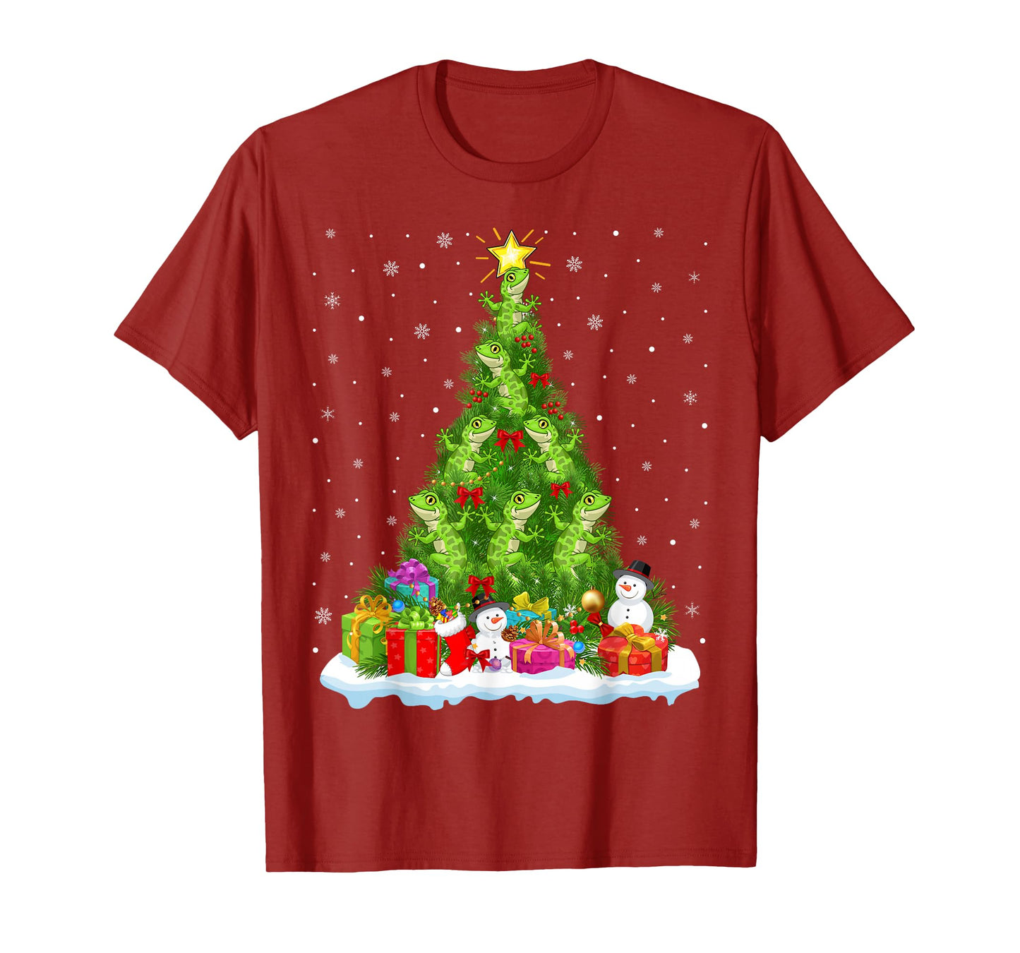 Gecko Lizard Christmas Tree Holiday Decor Funny Xmas Lights T-Shirt