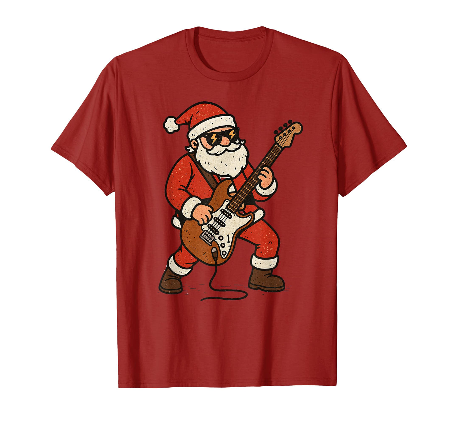 Santa Playing Rock Guitar Christmas Vintage Funny Xmas T-Shirt