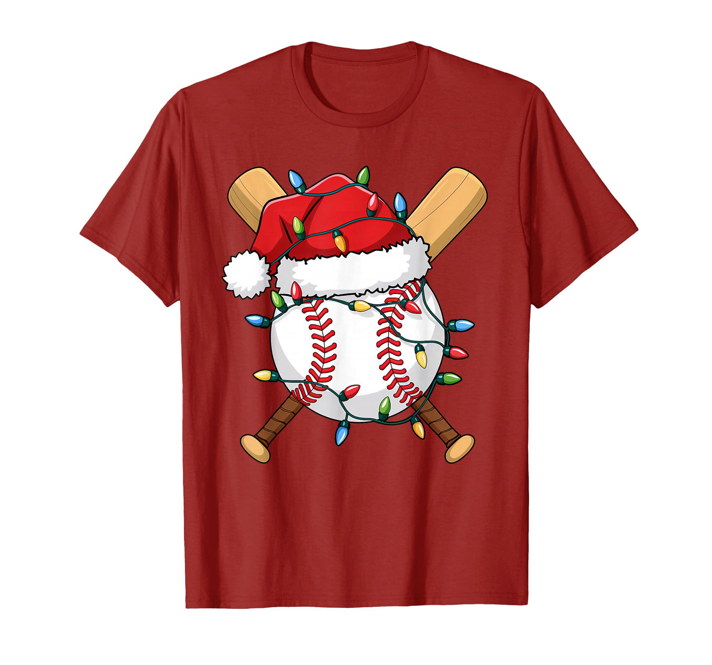 Santa Sports Design for Men Boys Christmas Baseball Player T-Shirt