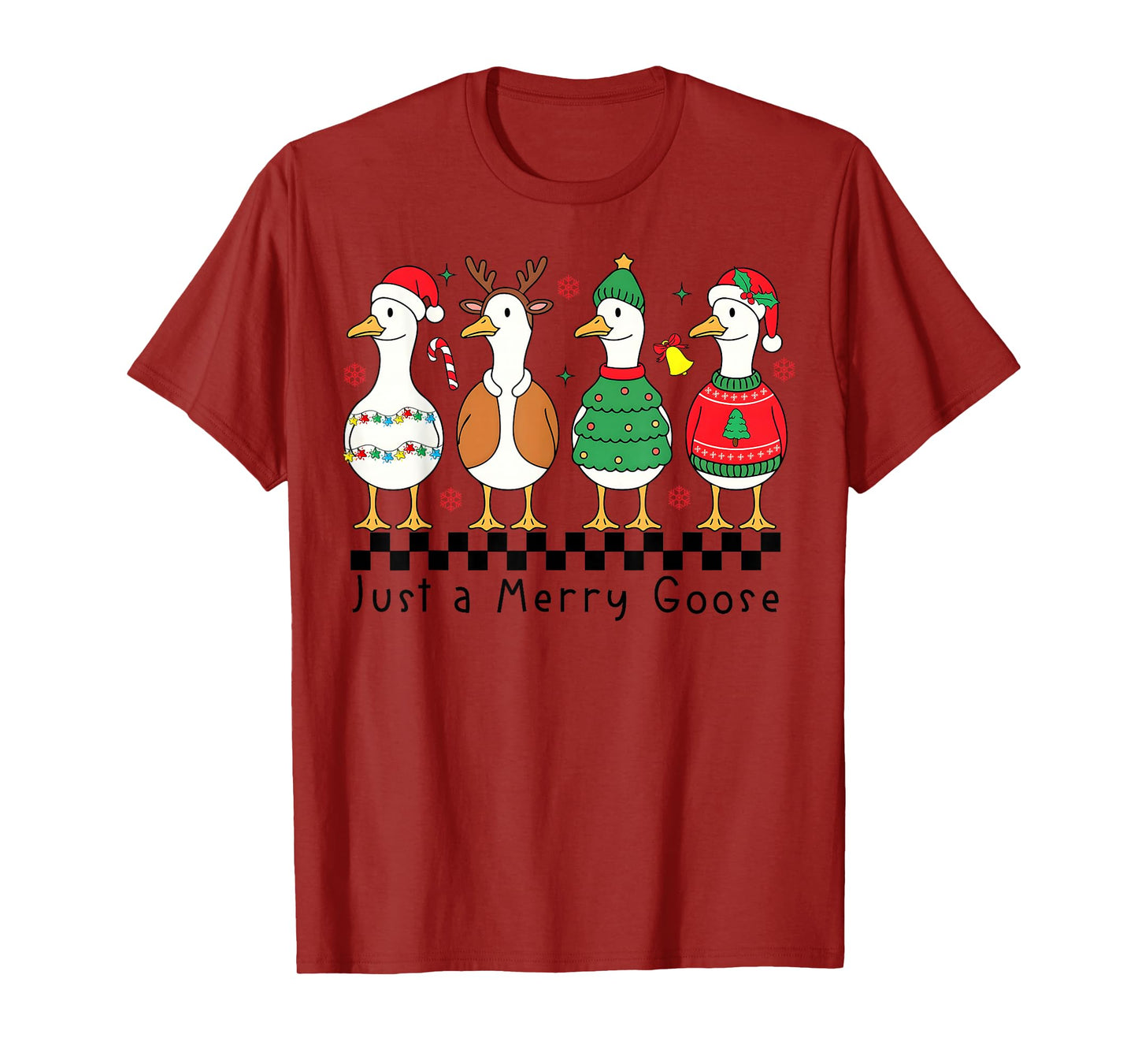 Just a Merry Goose Xmas Funny Santa Goose Christmas Pajamas T-Shirt
