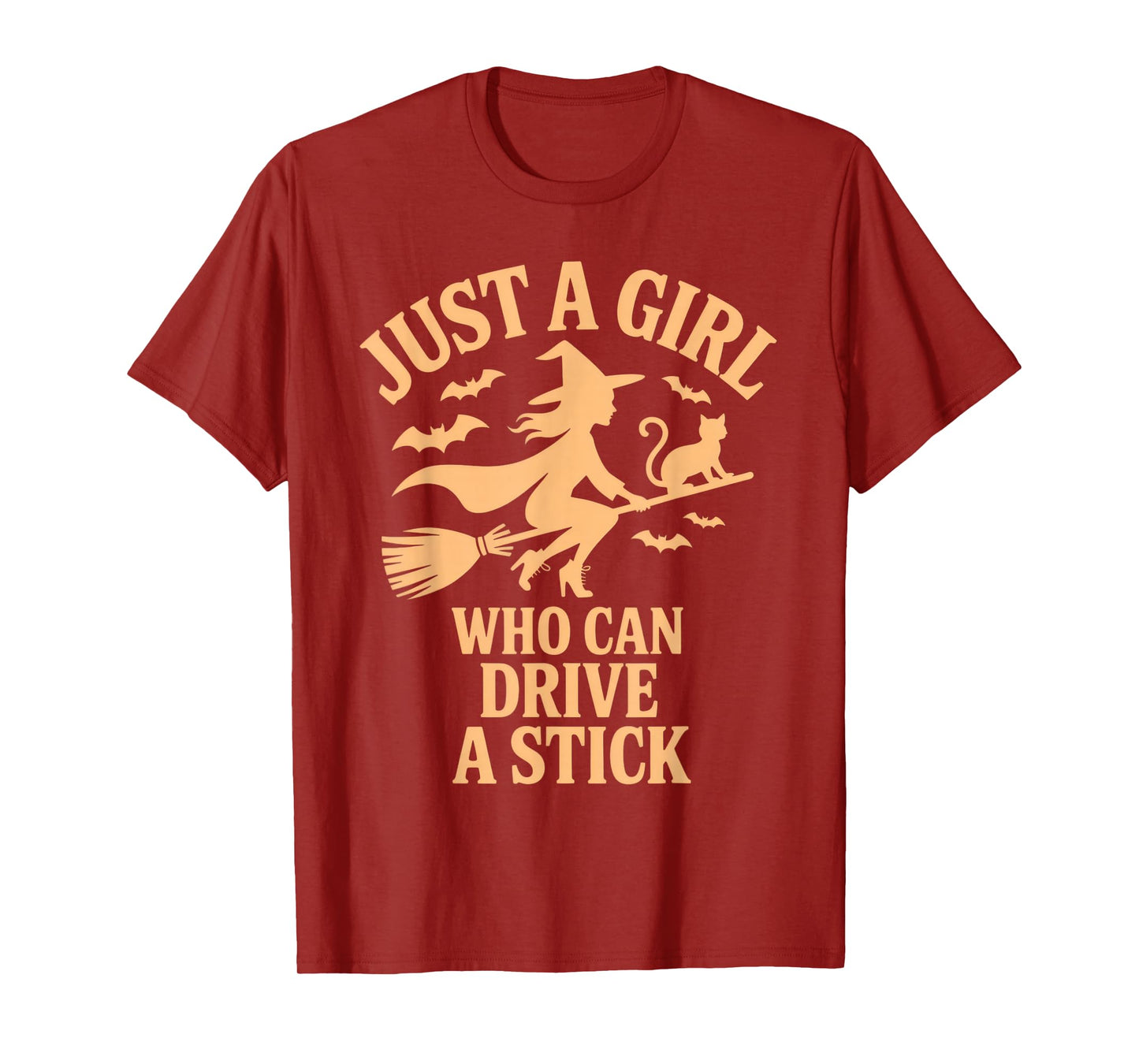 Just A Girl Who Can Drive A Stick Witch Broom Funny T-Shirt