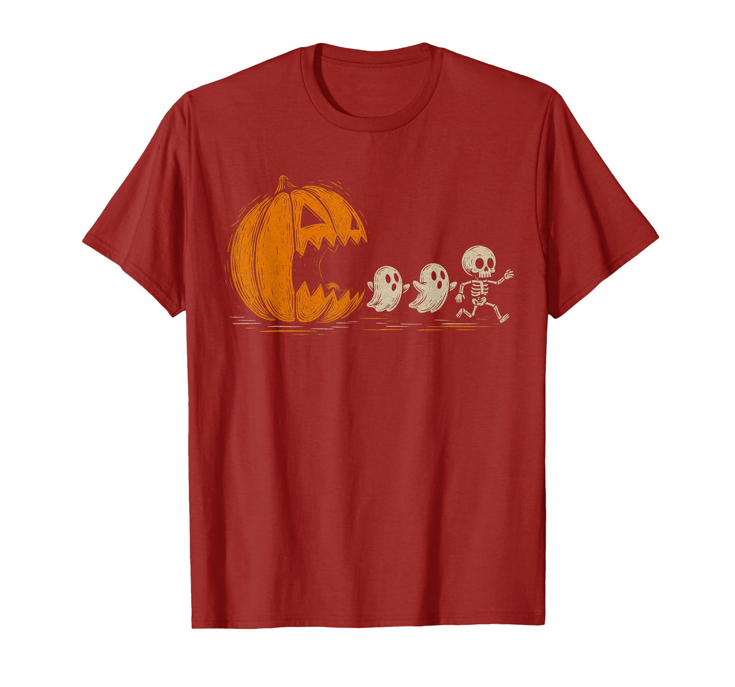 Gamer Gaming Pumpkin Eating Ghost Skeleton Halloween Costume T-Shirt
