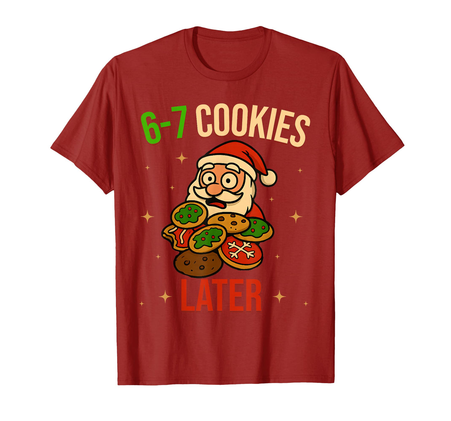 67 Christmas Santa Eating Cookie Funny Six Seven Boys Kids T-Shirt