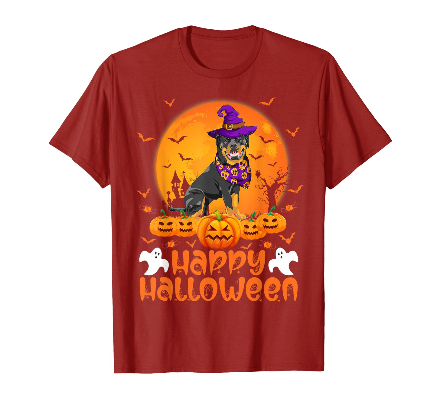 Vintage Pumpkin Rottweiler Shirt Witch Rottie Dog Halloween T-Shirt