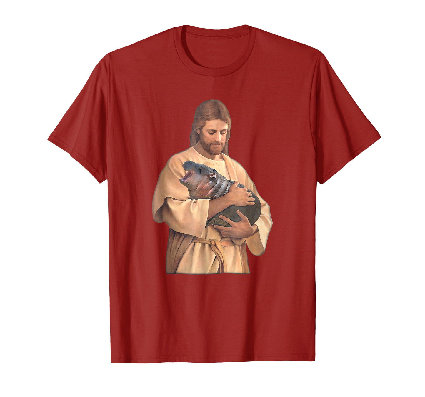 Jesus Loves Moo Deng Bouncy Pig Cute Baby Hippo Meme T-Shirt