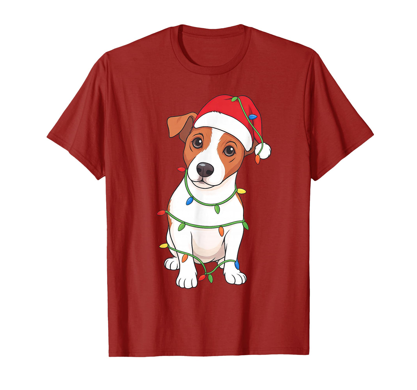 Jack Russell Terrier Christmas Tree Lights Holiday Dog Lover T-Shirt