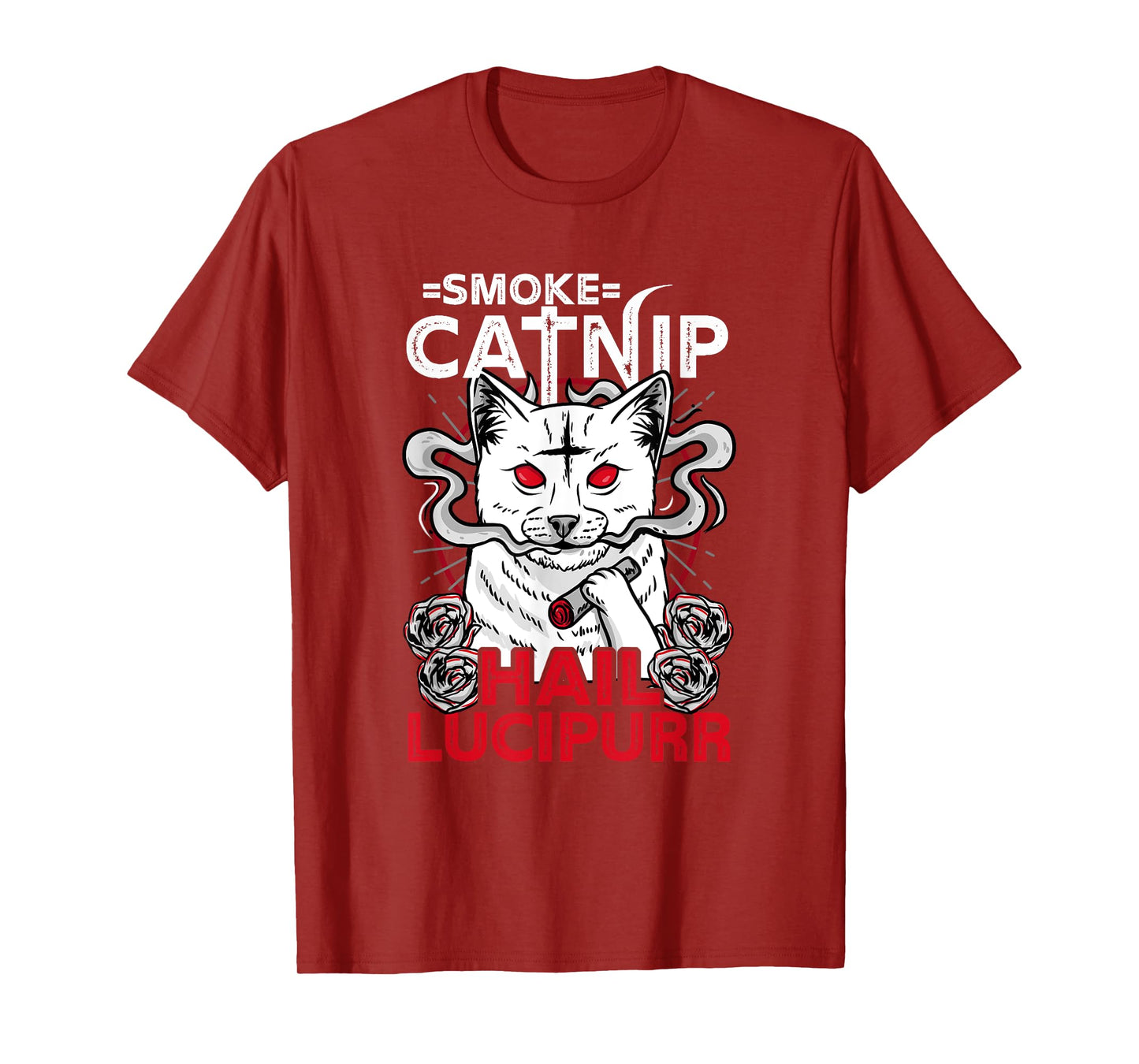 Smoke Catnip Hail Lucipurr l Satanic Occult Cat Men Women T-Shirt