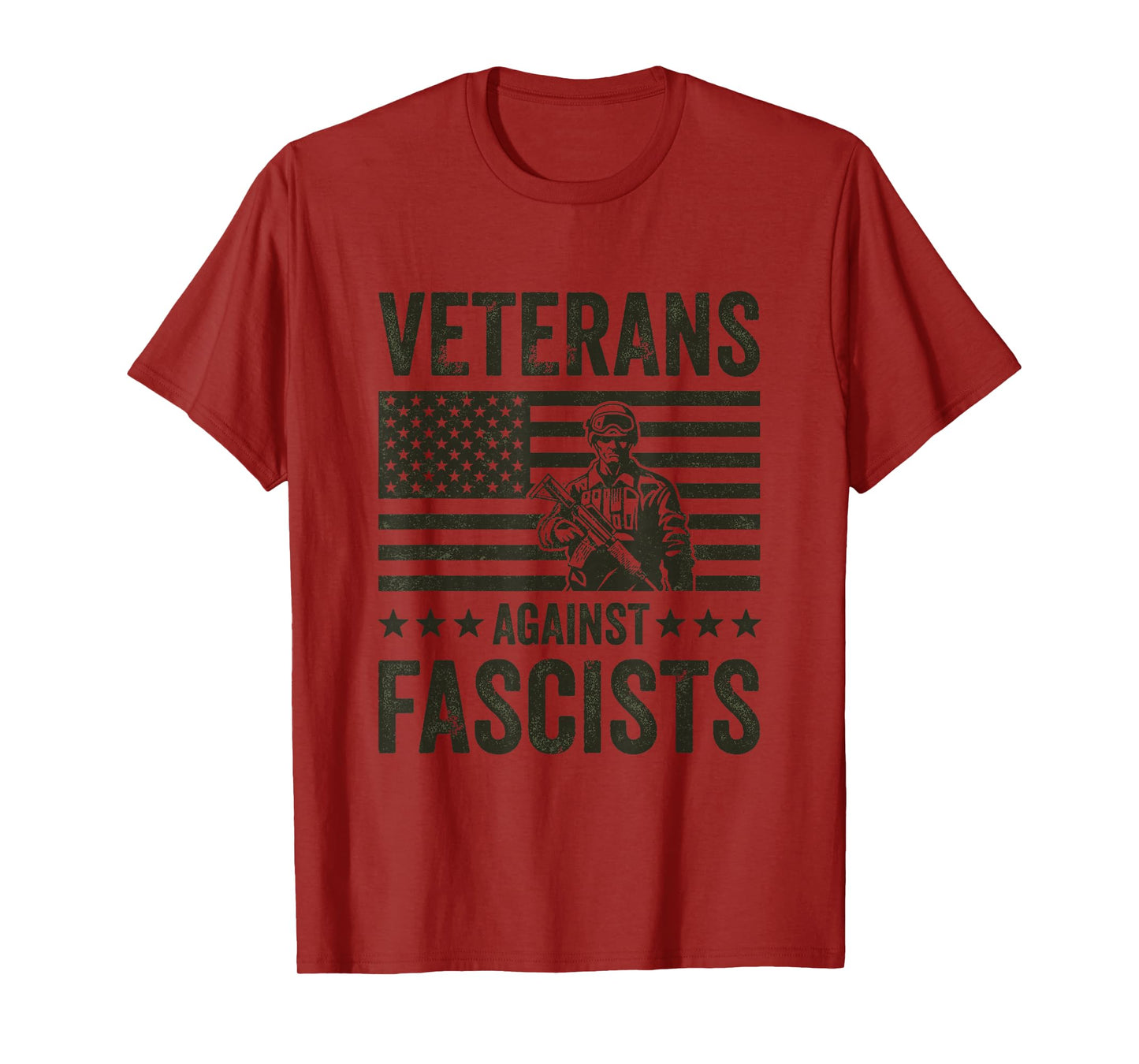 Veterans Against Fascists Vintage Patriotic Soldier US Army T-Shirt