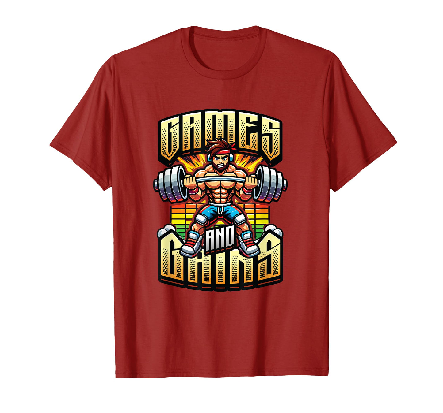 Games And Gains Gym Workout Fitness Enthusiast Gamer T-Shirt