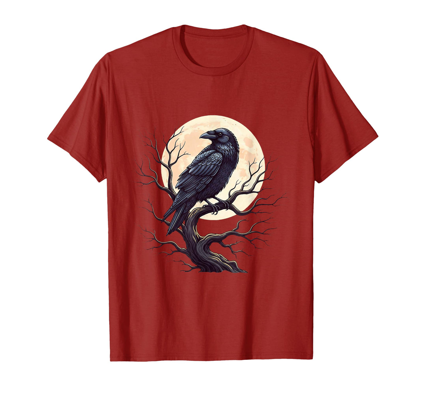 Raven Gothic Crow Moon Vintage Dark Bird Night Artwork T-Shirt