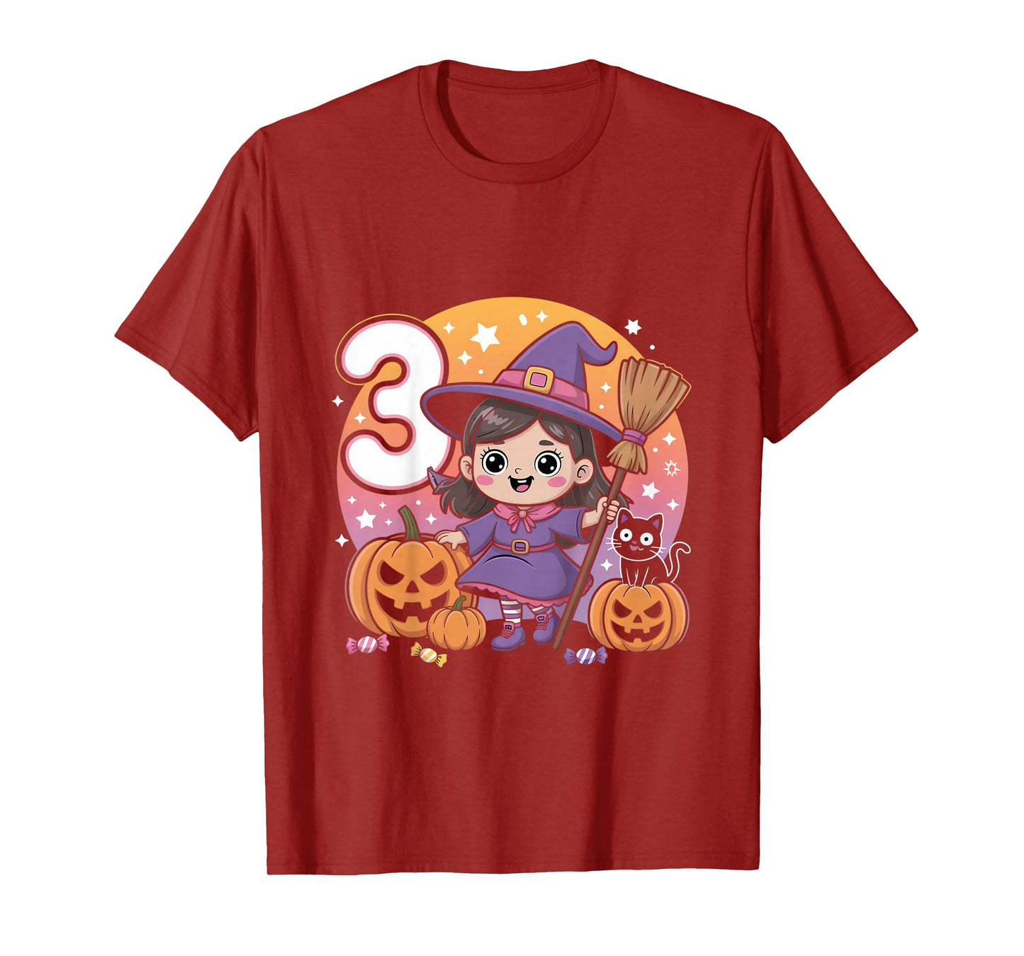 3rd Birthday Girl Little Witch Halloween Party Shirt T-Shirt
