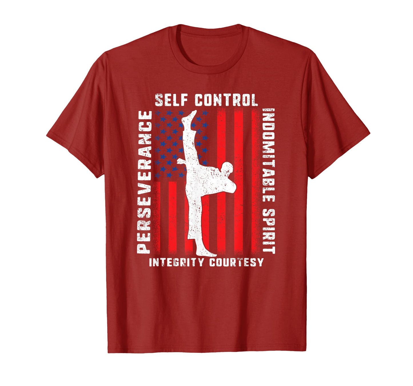 Taekwondo 5 Tenets Martial Arts Sports USA Flag Women Kids Men T-Shirt