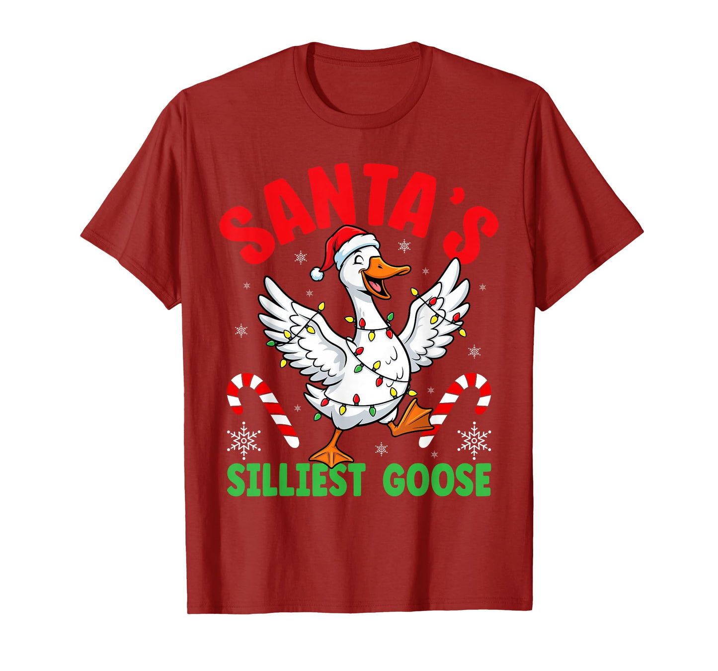Santa's Silliest Goose Merry Christmas Silly Goose Xmas T-Shirt