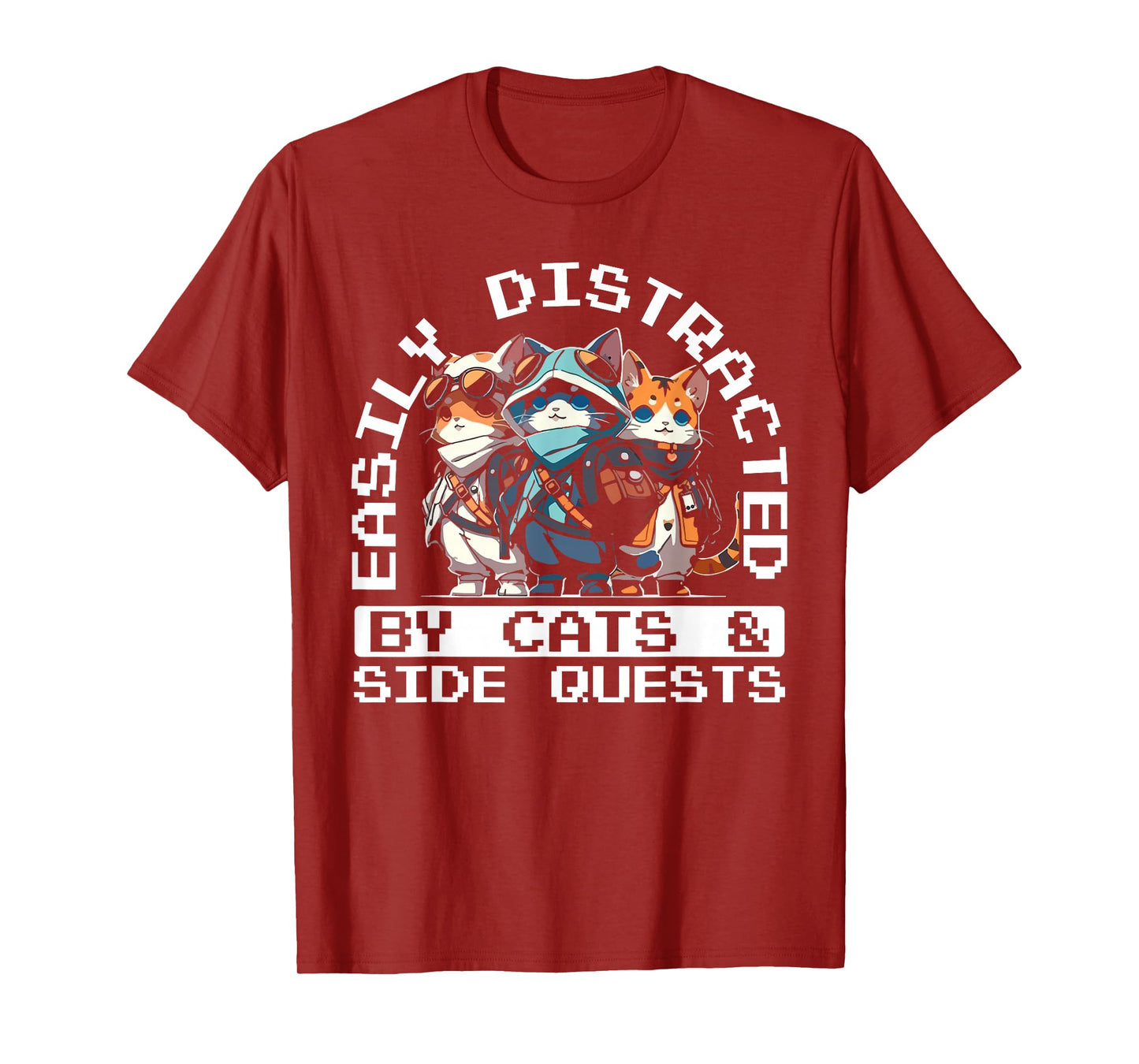 RPG Gamer Cats Distraction During Side Quest Nerdy T-Shirt
